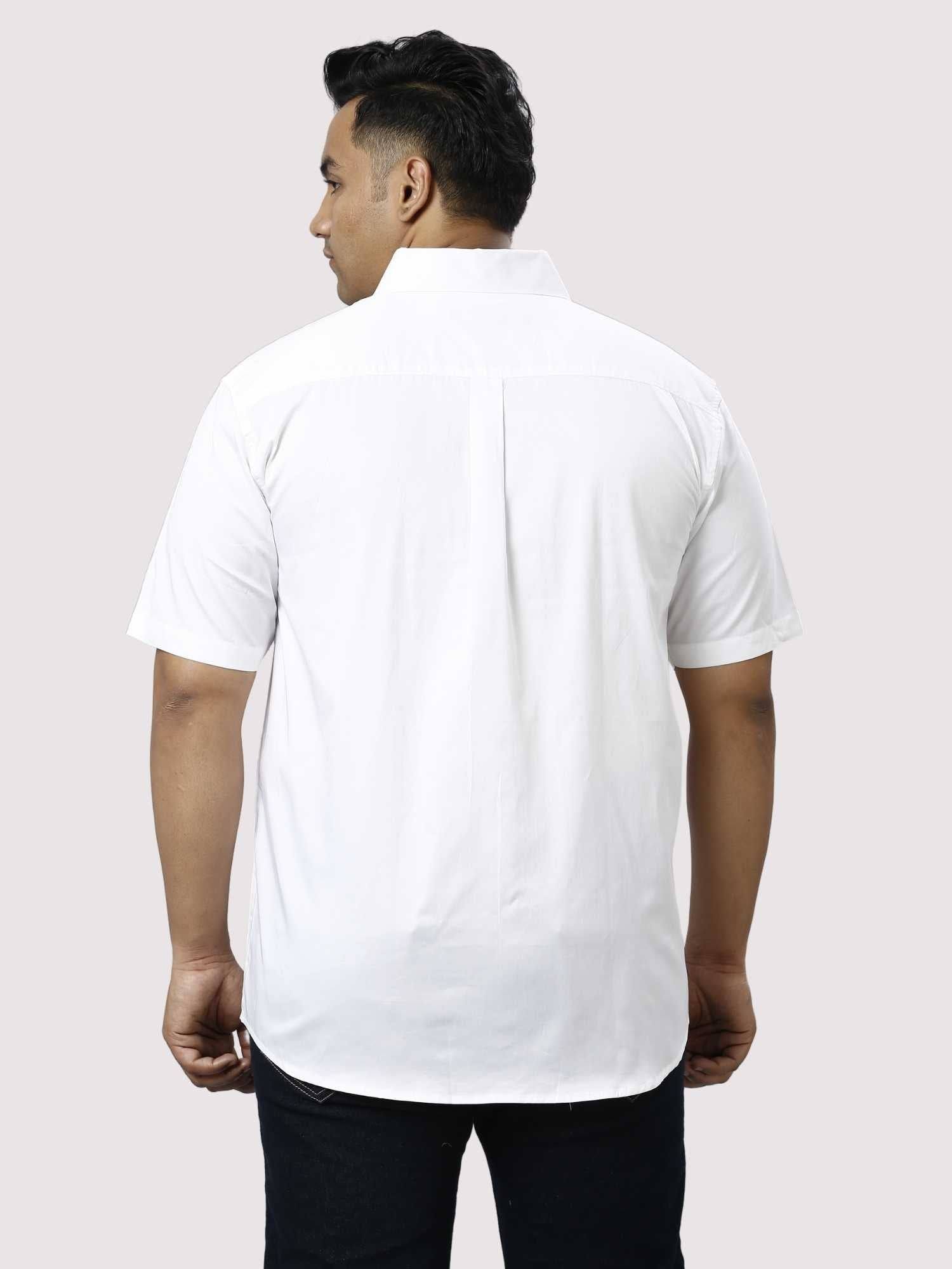 White Pure Cotton Half Sleeve Shirt Men's Plus Size - Guniaa Fashions