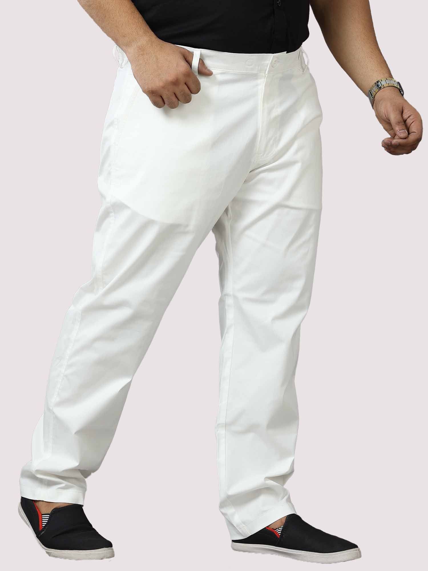 White Twill Lycra Trouser Men's Plus Size - Guniaa Fashions