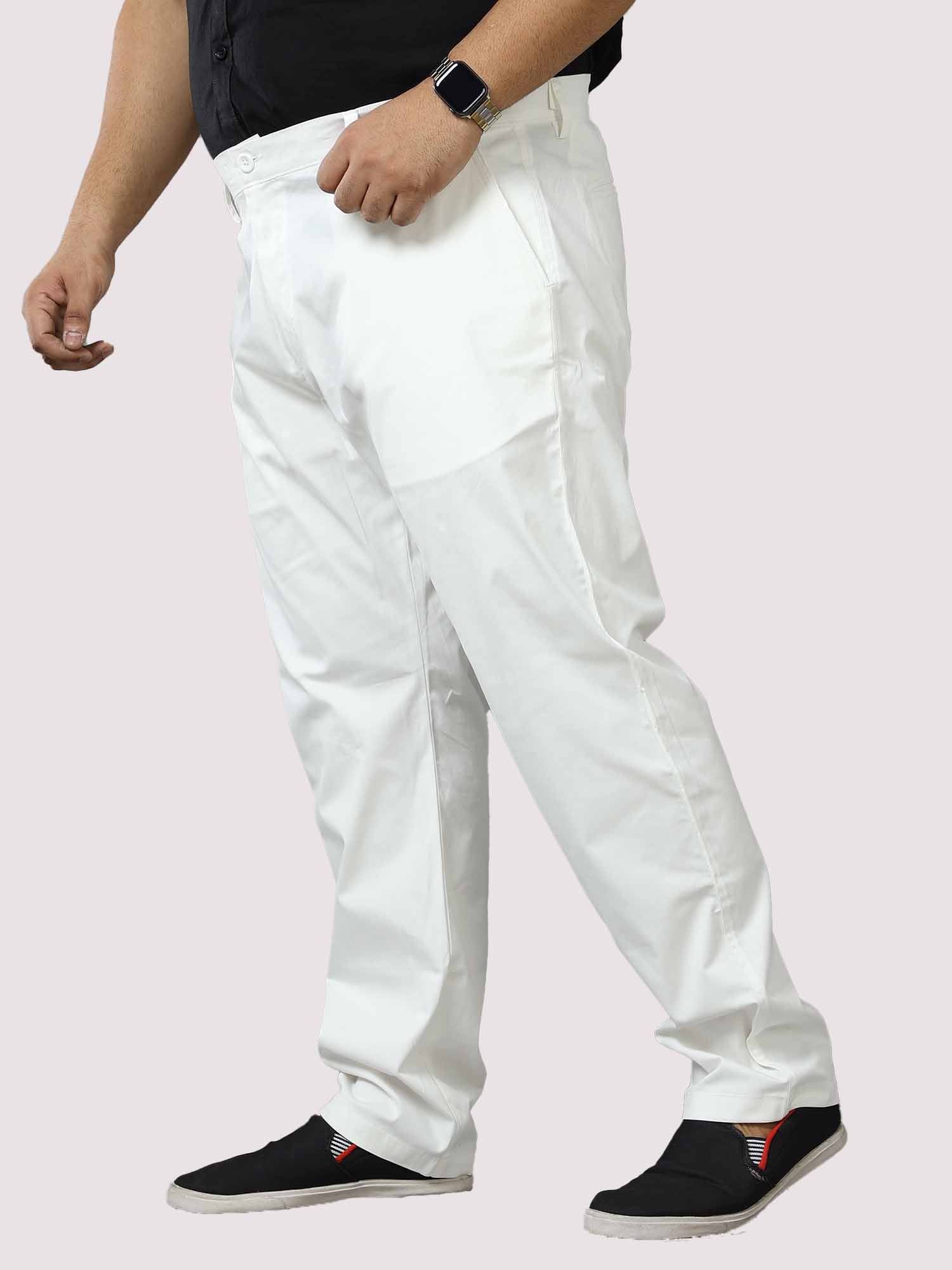 White Twill Lycra Trouser Men's Plus Size - Guniaa Fashions