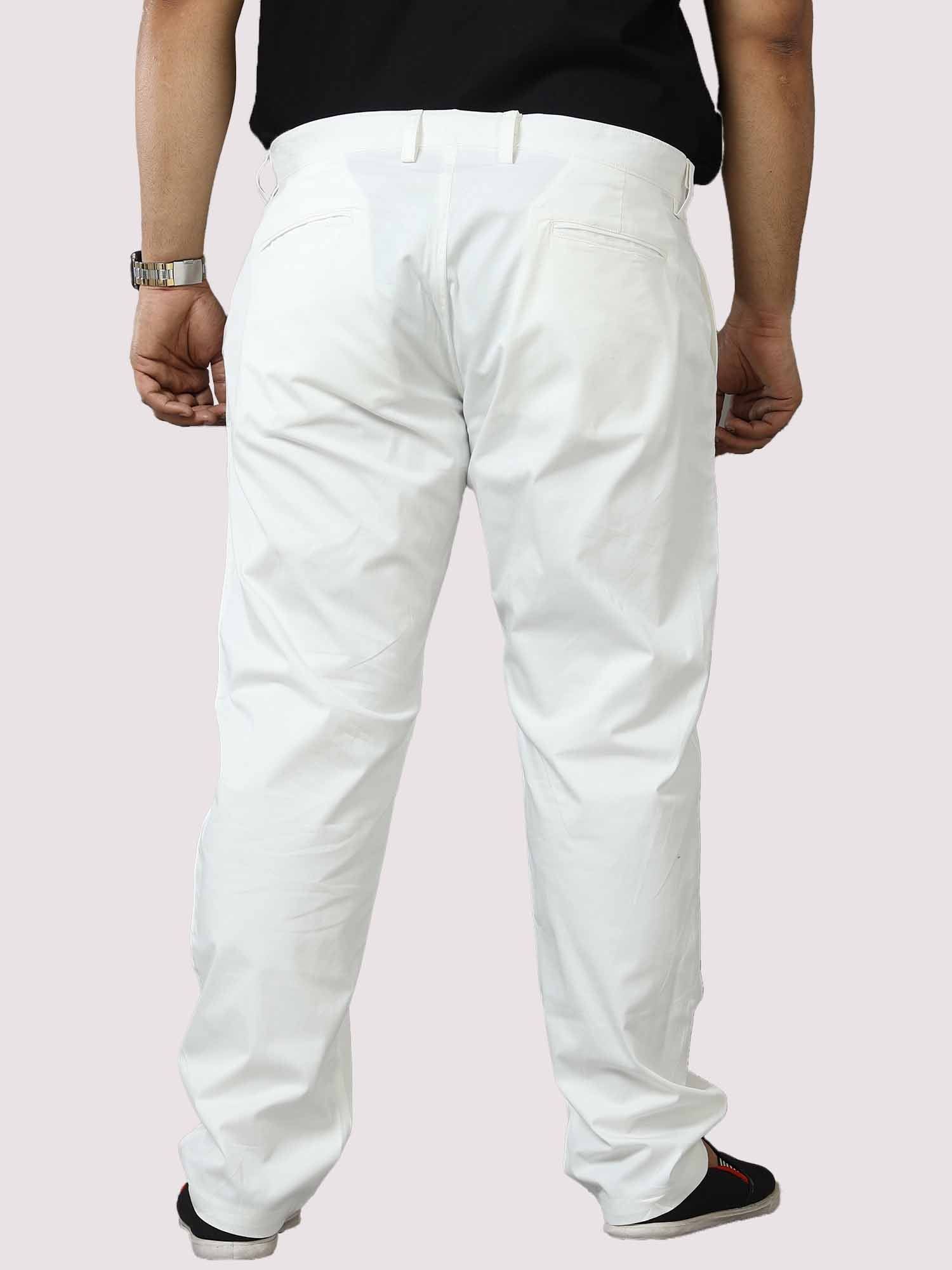 White Twill Lycra Trouser Men's Plus Size - Guniaa Fashions