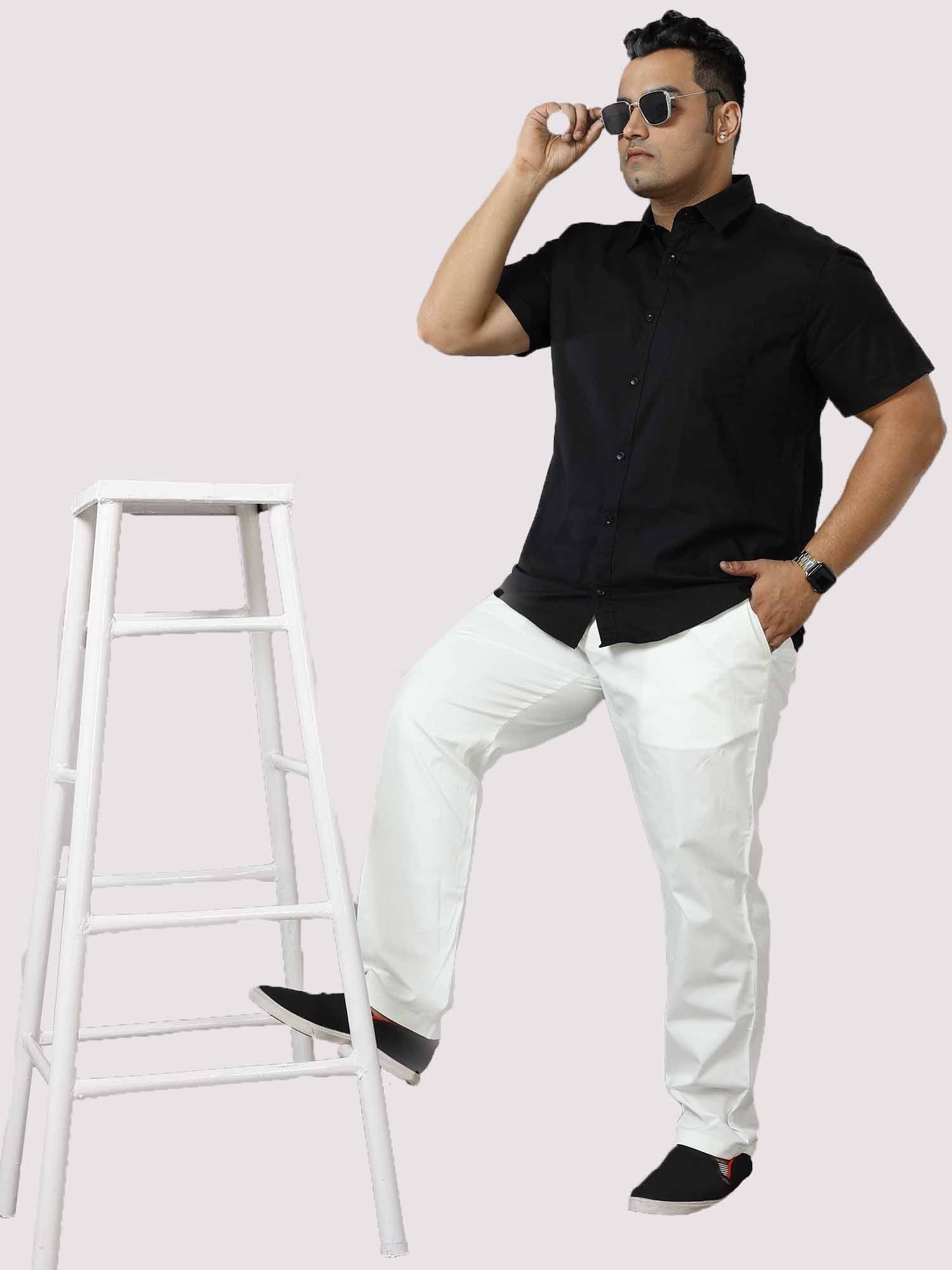 White Twill Lycra Trouser Men's Plus Size - Guniaa Fashions