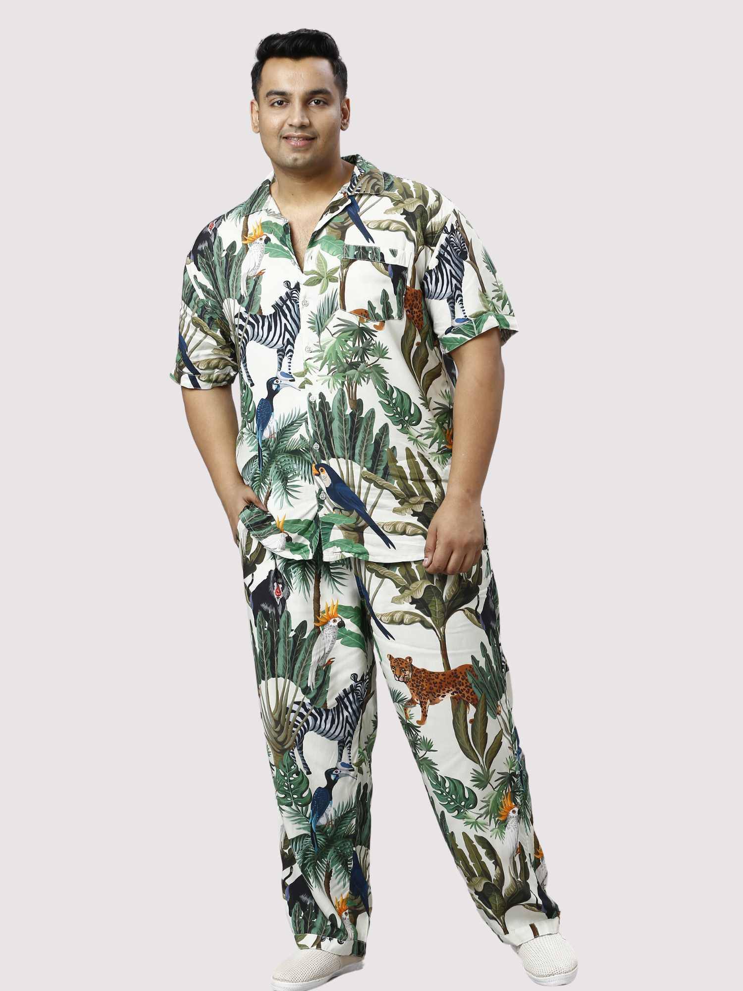 Wild Jungle Digital Printed Full Co-ords Set Men's Plus Size - Guniaa Fashions