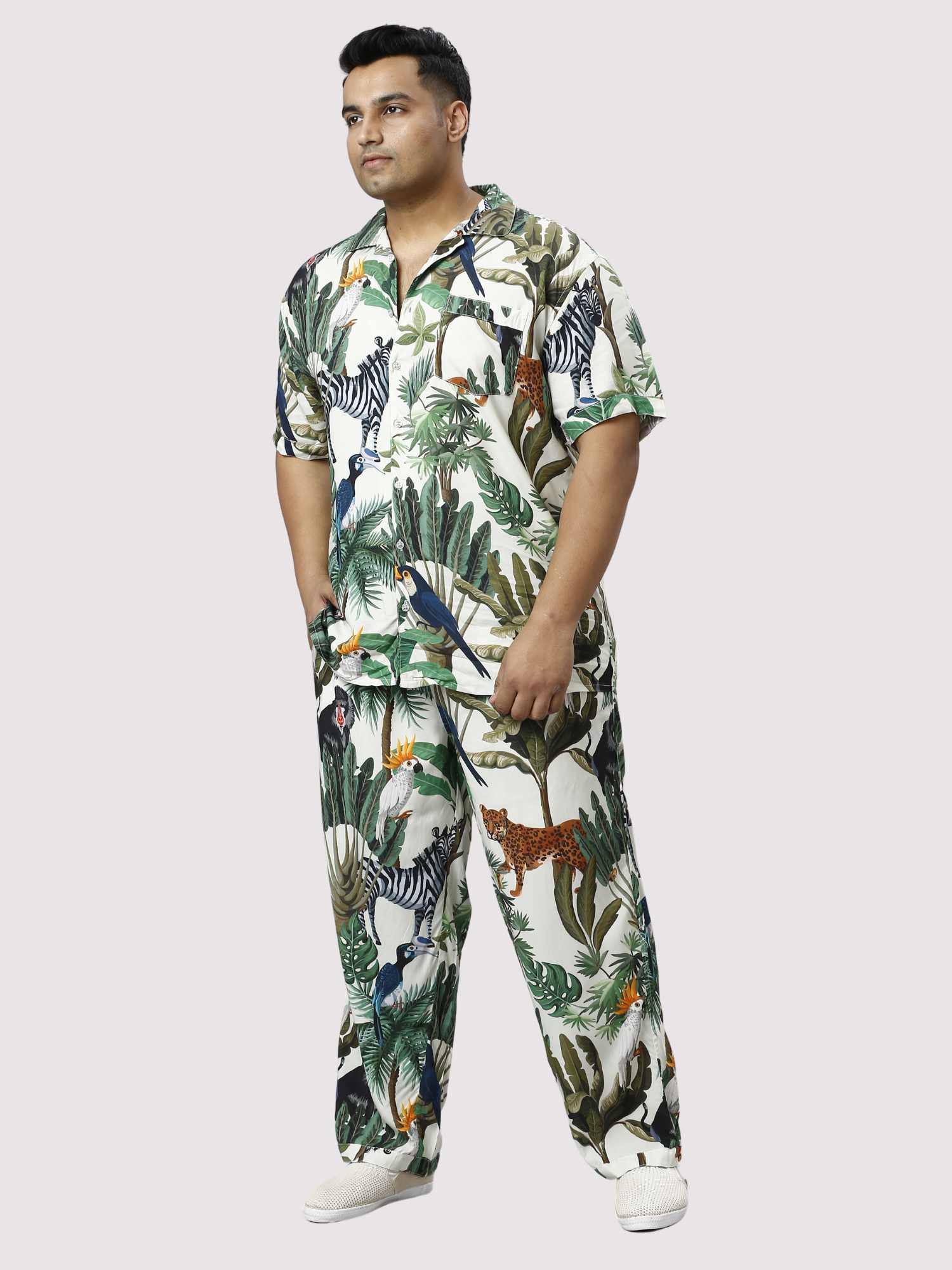 Wild Jungle Digital Printed Full Co-ords Set Men's Plus Size - Guniaa Fashions