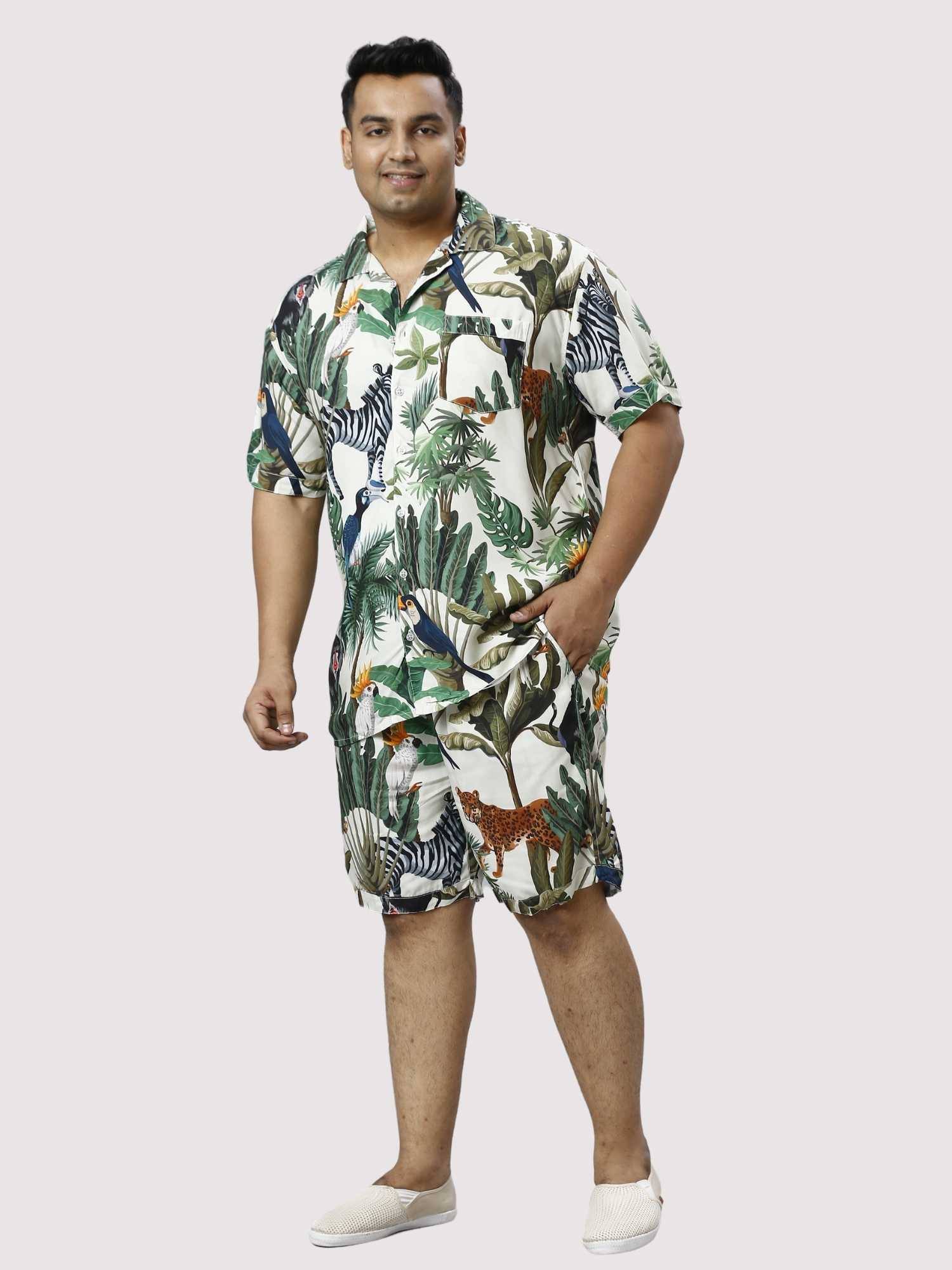 Wild Jungle Digital Printed Half Co-ords Set Men's Plus Size - Guniaa Fashions