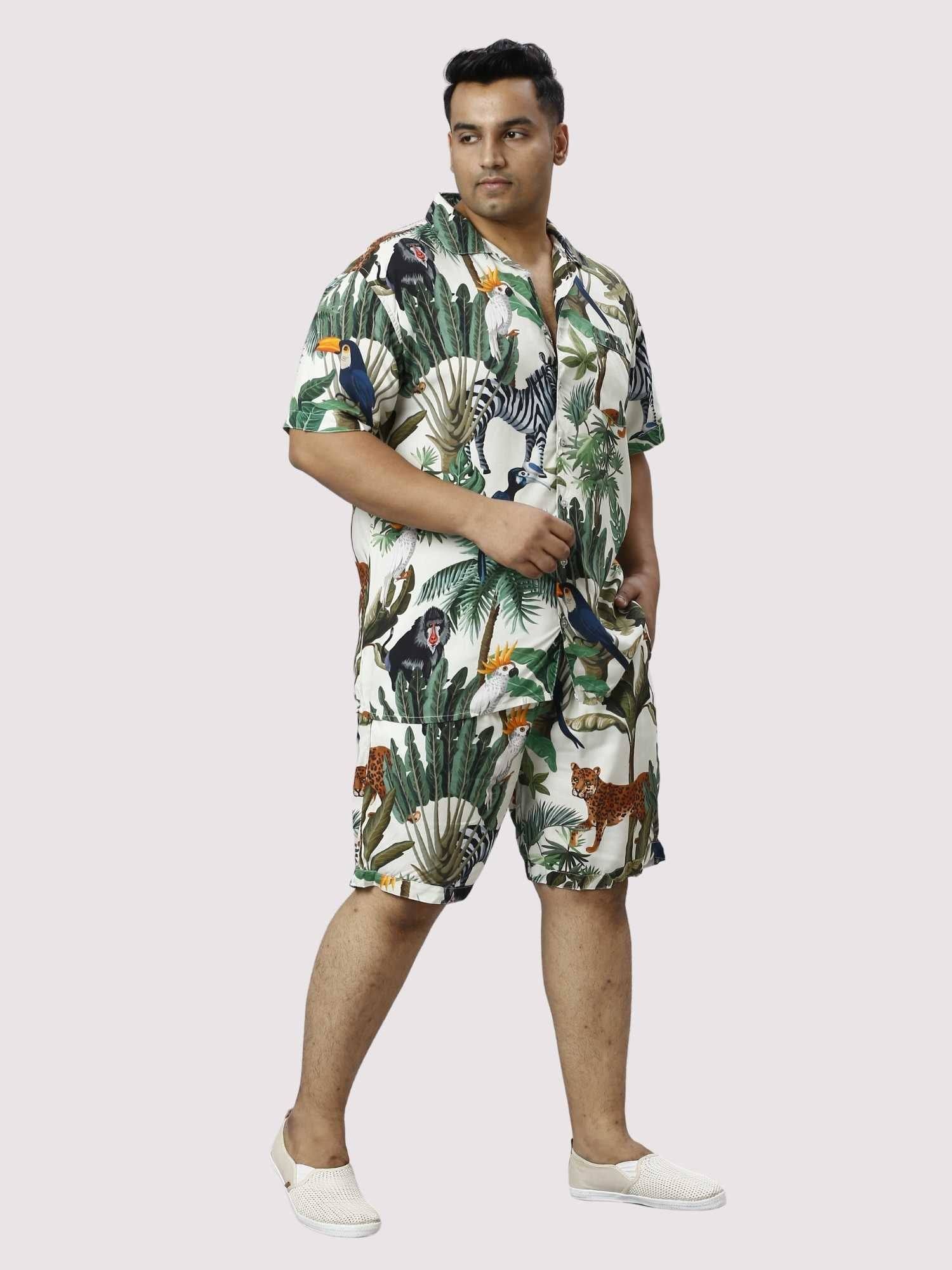 Wild Jungle Digital Printed Half Co-ords Set Men's Plus Size - Guniaa Fashions