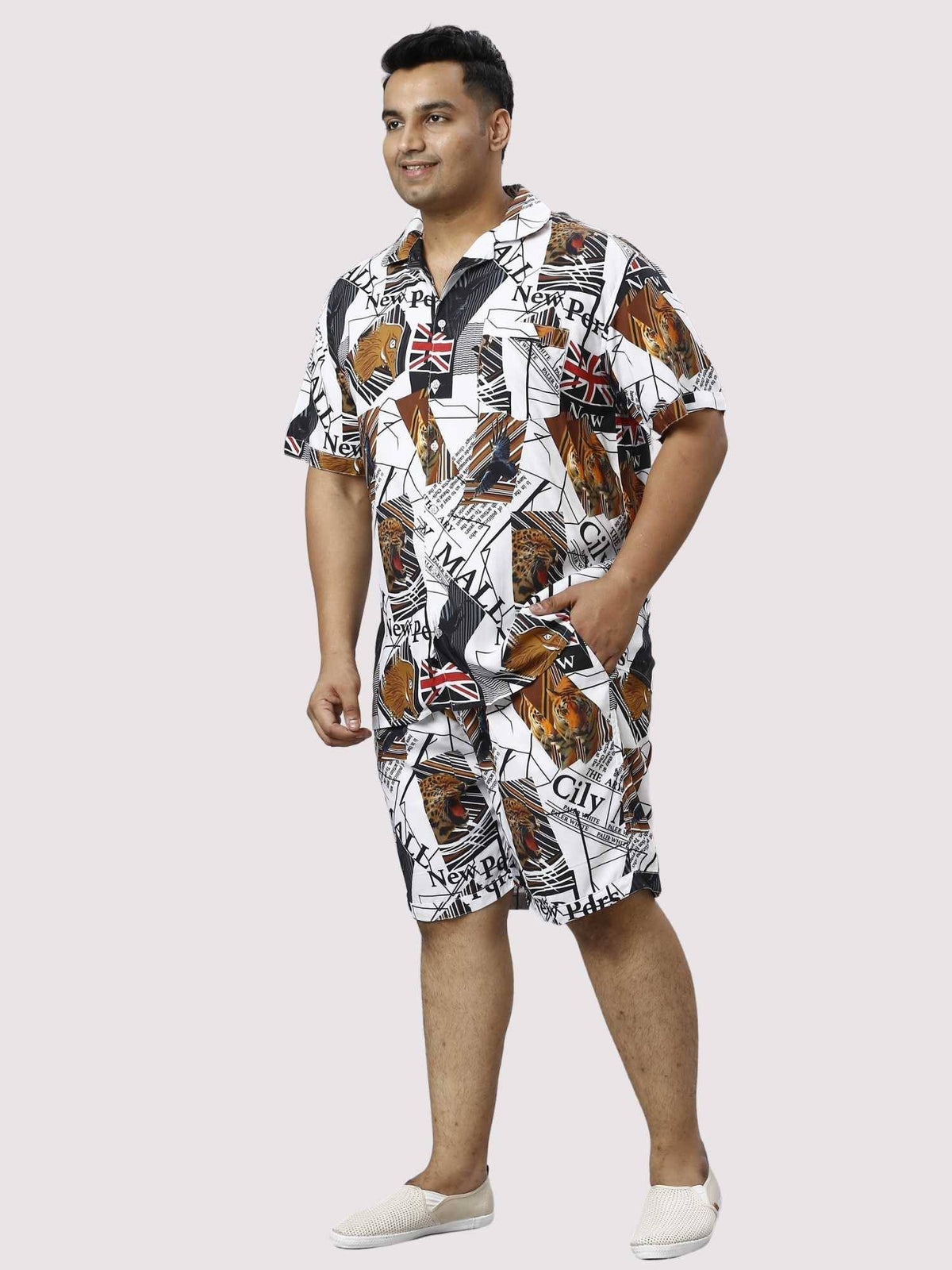 Wild Kingdom Digital Printed Full Co-ords Set Men's Plus Size - Guniaa Fashions