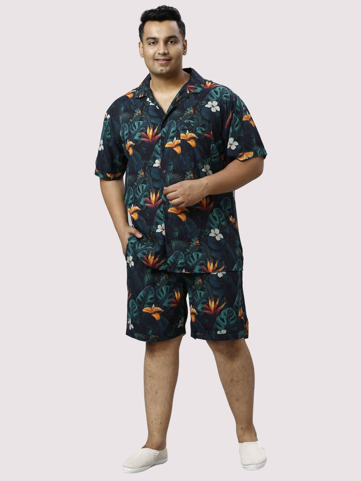 Wild Lush Digital Printed Half Co-ords Set Men's Plus Size - Guniaa Fashions