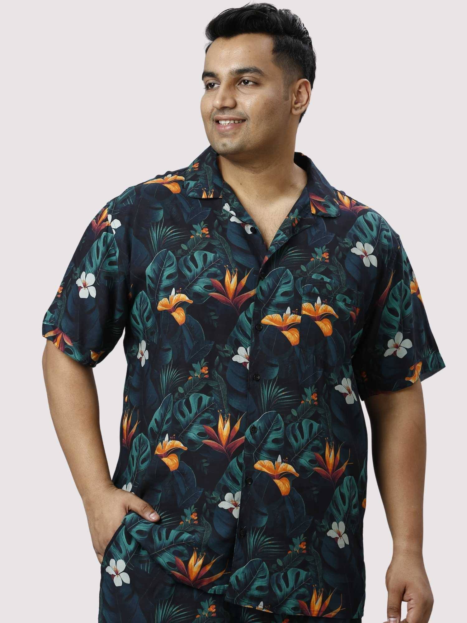 Wild Lush Digital Printed Half Co-ords Set Men's Plus Size - Guniaa Fashions