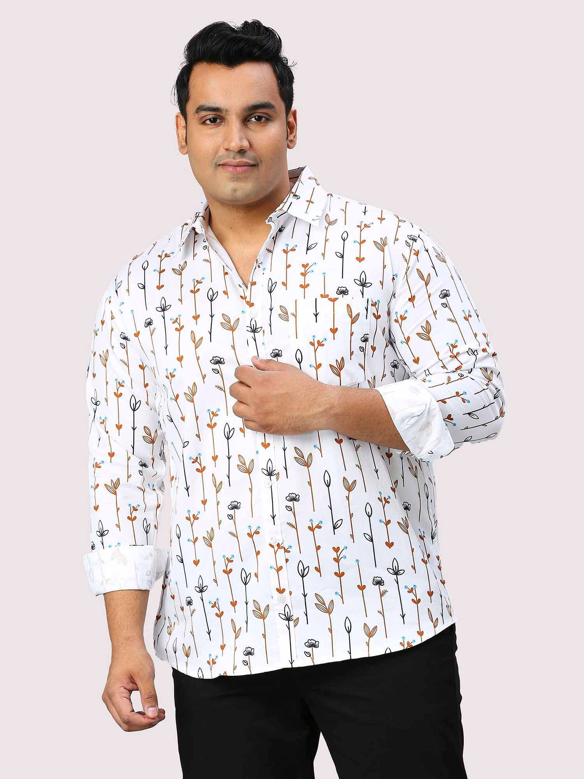 Wildflower Digital Printed Full Sleeve Shirt Men's Plus Size - Guniaa Fashions