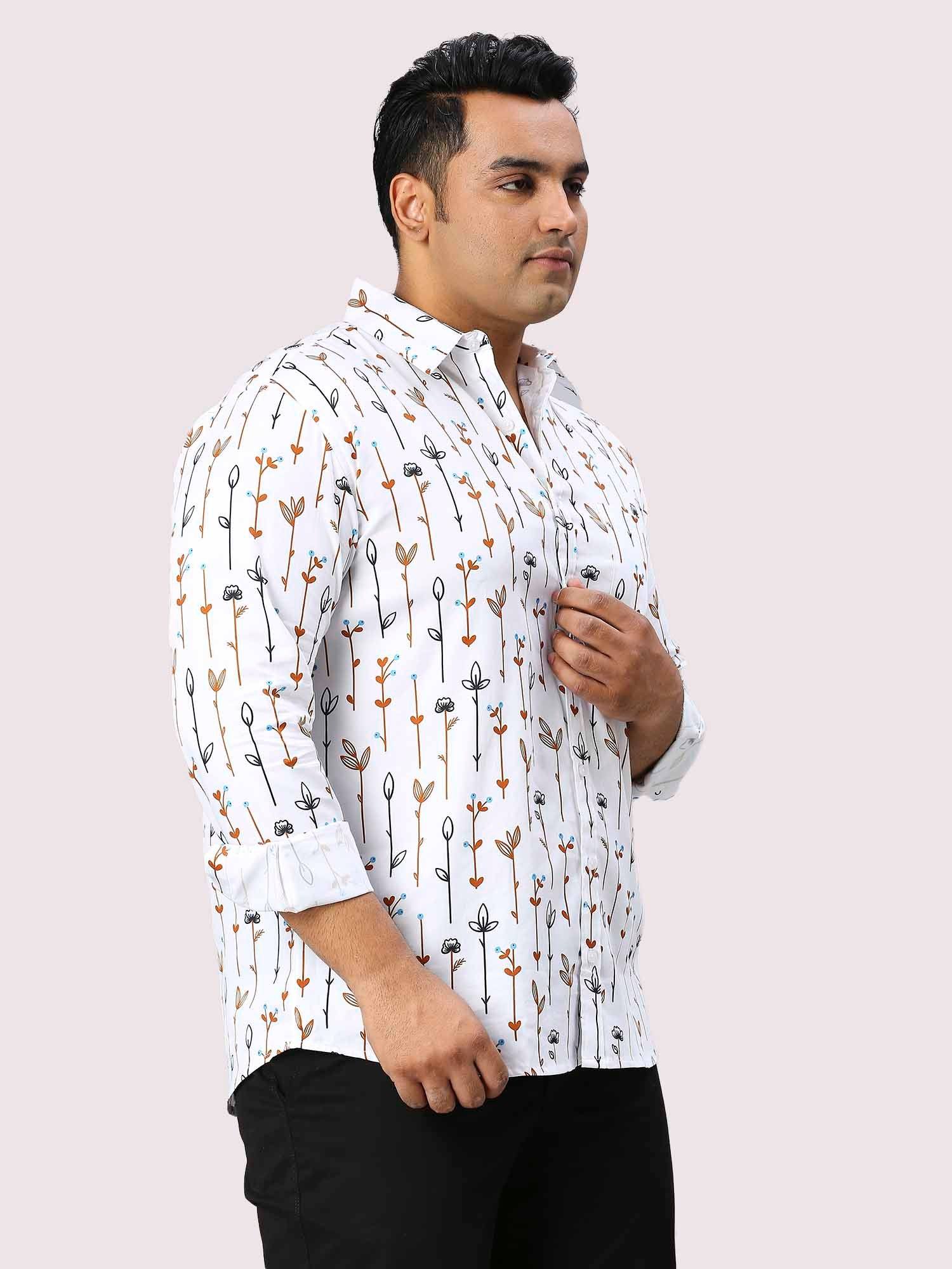 Wildflower Digital Printed Full Sleeve Shirt Men's Plus Size - Guniaa Fashions