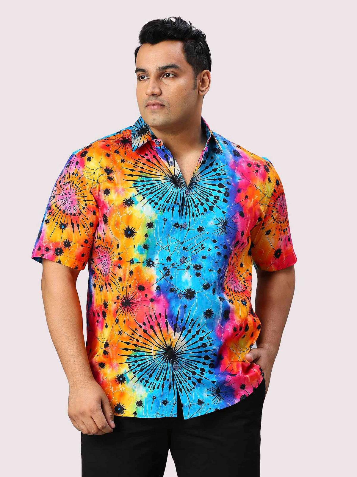 Wonderland Digital Printed Half Sleeve Men's Plus Size Shirt - Guniaa Fashions