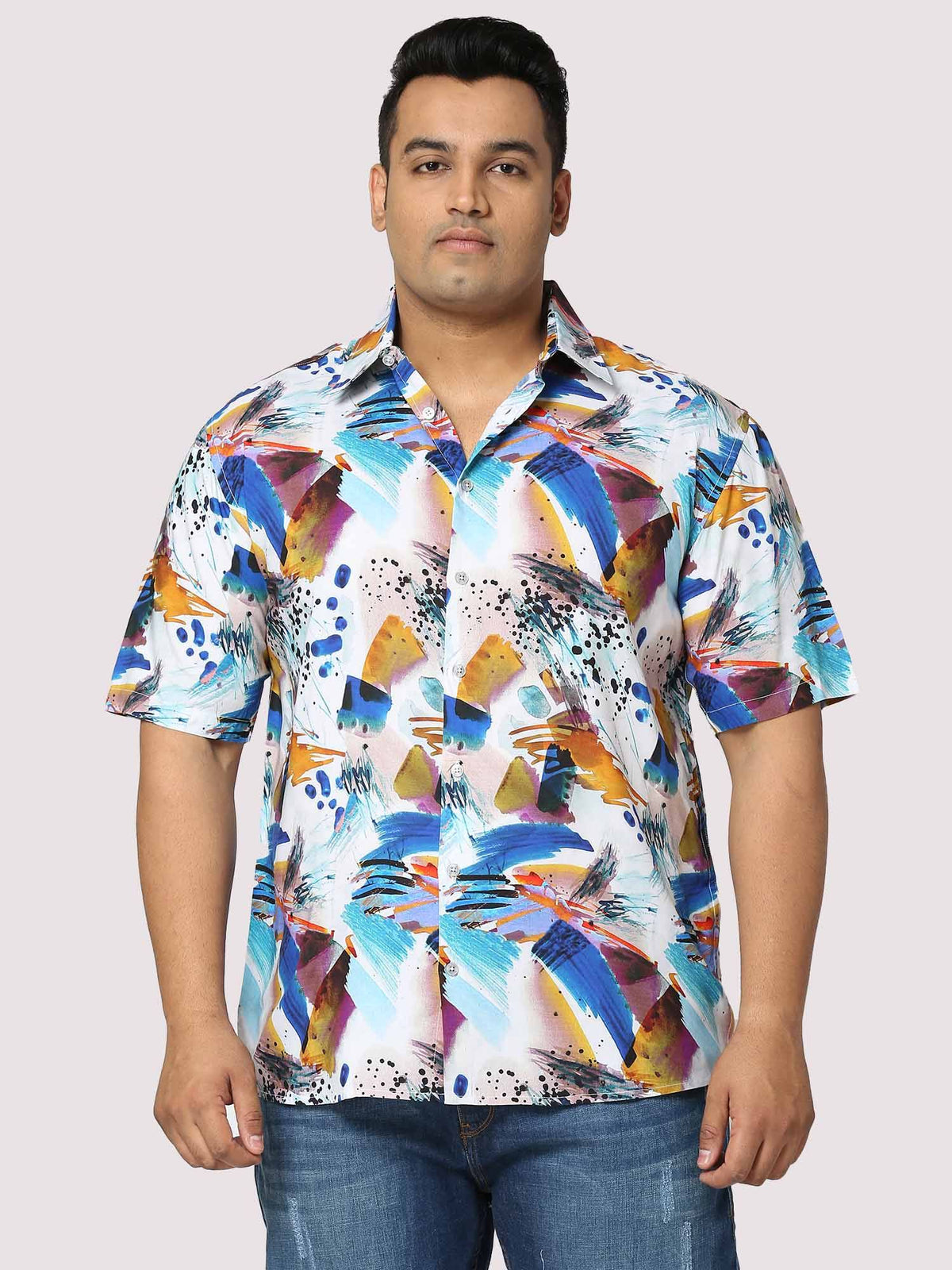 Yacht Digital Printed Half Shirt Men's Plus Size - Guniaa Fashions