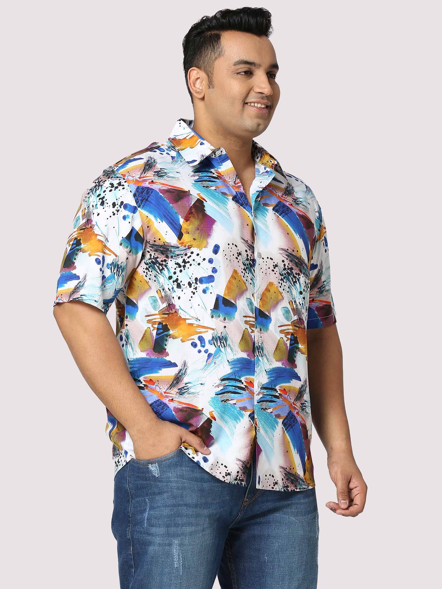 Yacht Digital Printed Half Shirt Men's Plus Size - Guniaa Fashions