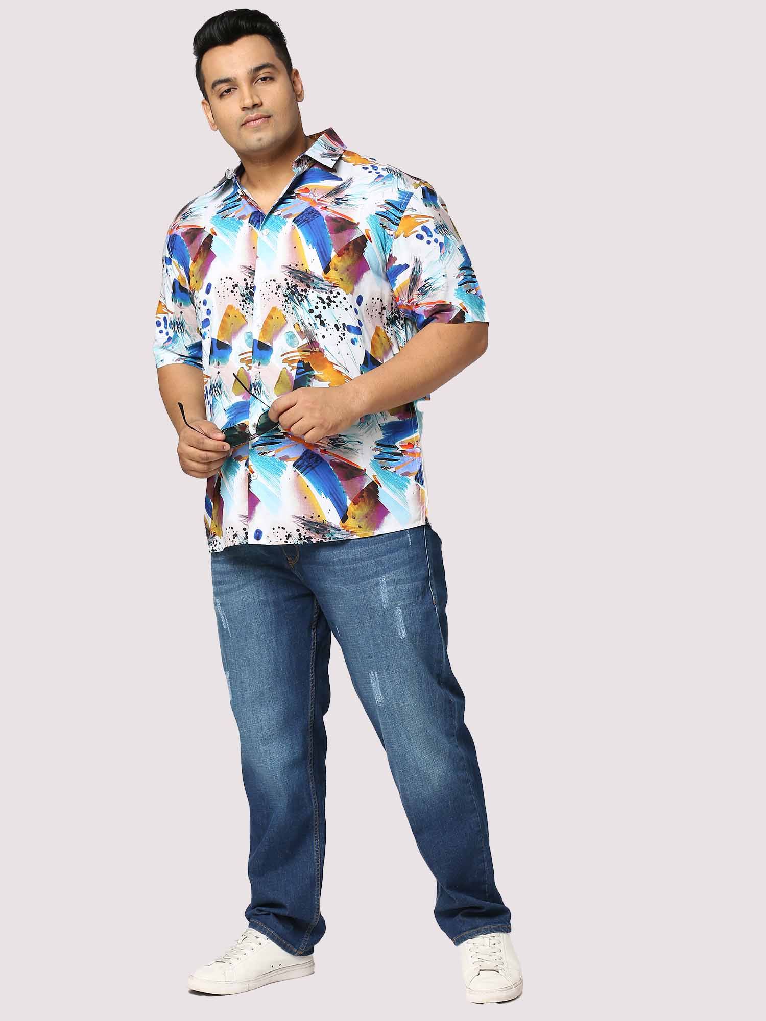 Yacht Digital Printed Half Shirt Men's Plus Size - Guniaa Fashions