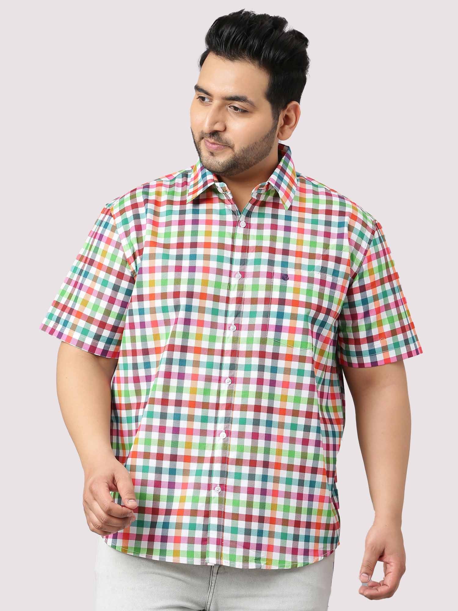 Yellow Green Red Bold Checks Men's Plus Size - Guniaa Fashions