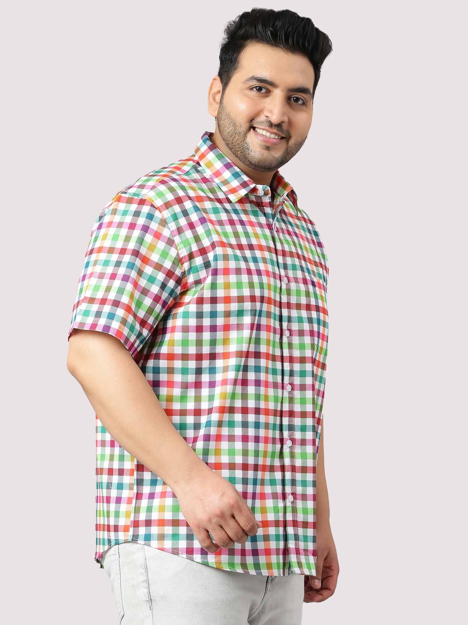 Yellow Green Red Bold Checks Men's Plus Size - Guniaa Fashions