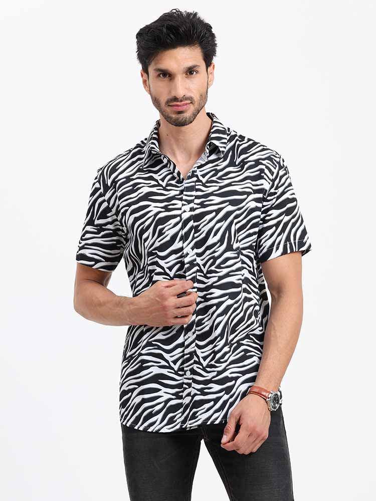 Zebra Print Half Sleeve Shirt - Guniaa Fashions