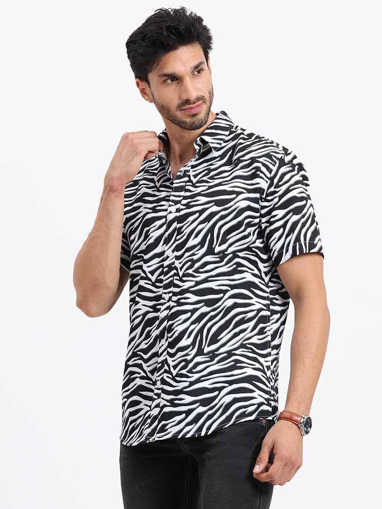 Zebra Print Half Sleeve Shirt - Guniaa Fashions