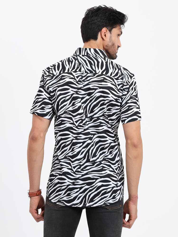 Zebra Print Half Sleeve Shirt - Guniaa Fashions