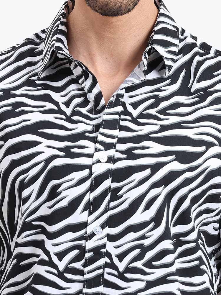 Zebra Print Half Sleeve Shirt - Guniaa Fashions