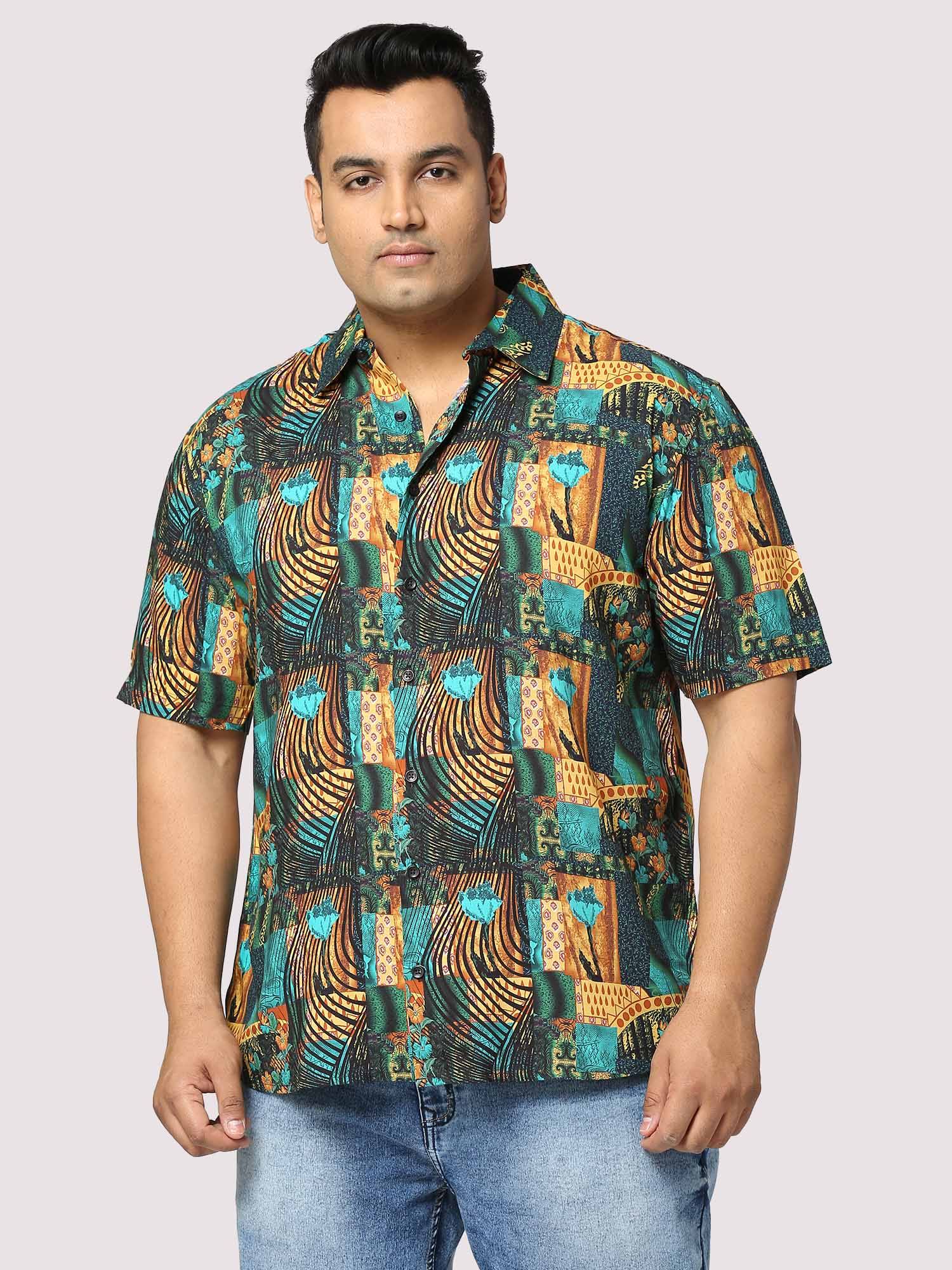 Zeus Digital Printed Half Shirt Men's Plus Size - Guniaa Fashions