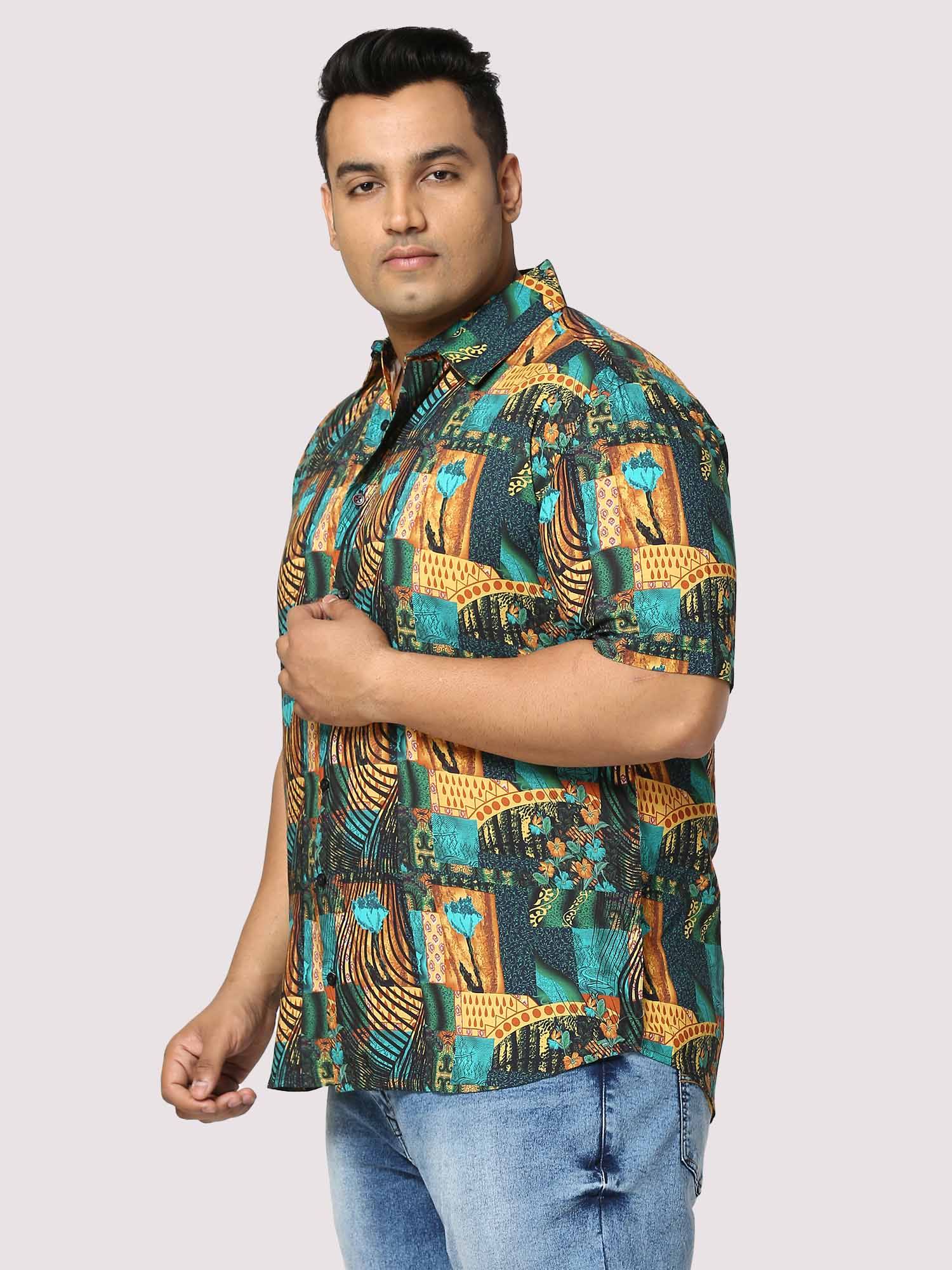 Zeus Digital Printed Half Shirt Men's Plus Size - Guniaa Fashions