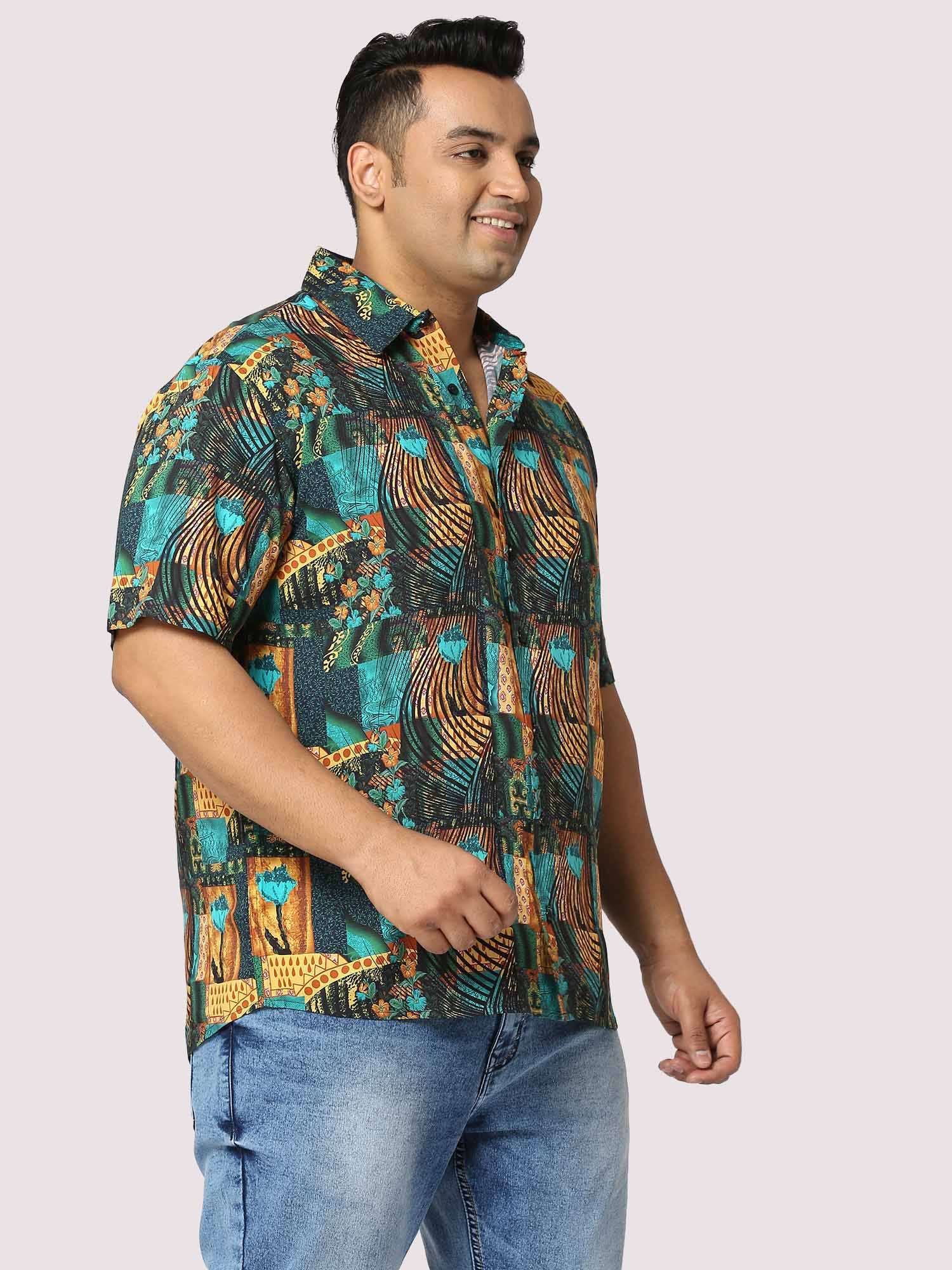 Zeus Digital Printed Half Shirt Men's Plus Size - Guniaa Fashions