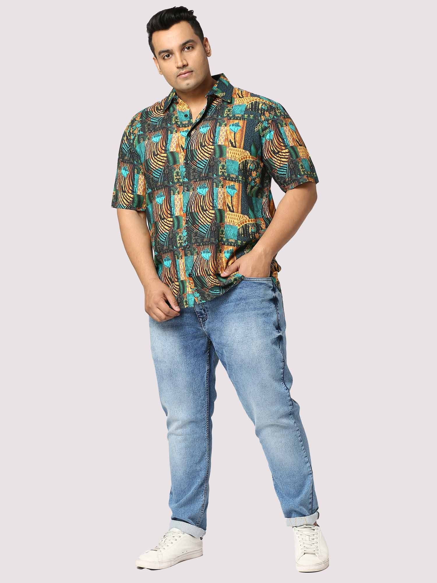 Zeus Digital Printed Half Shirt Men's Plus Size - Guniaa Fashions