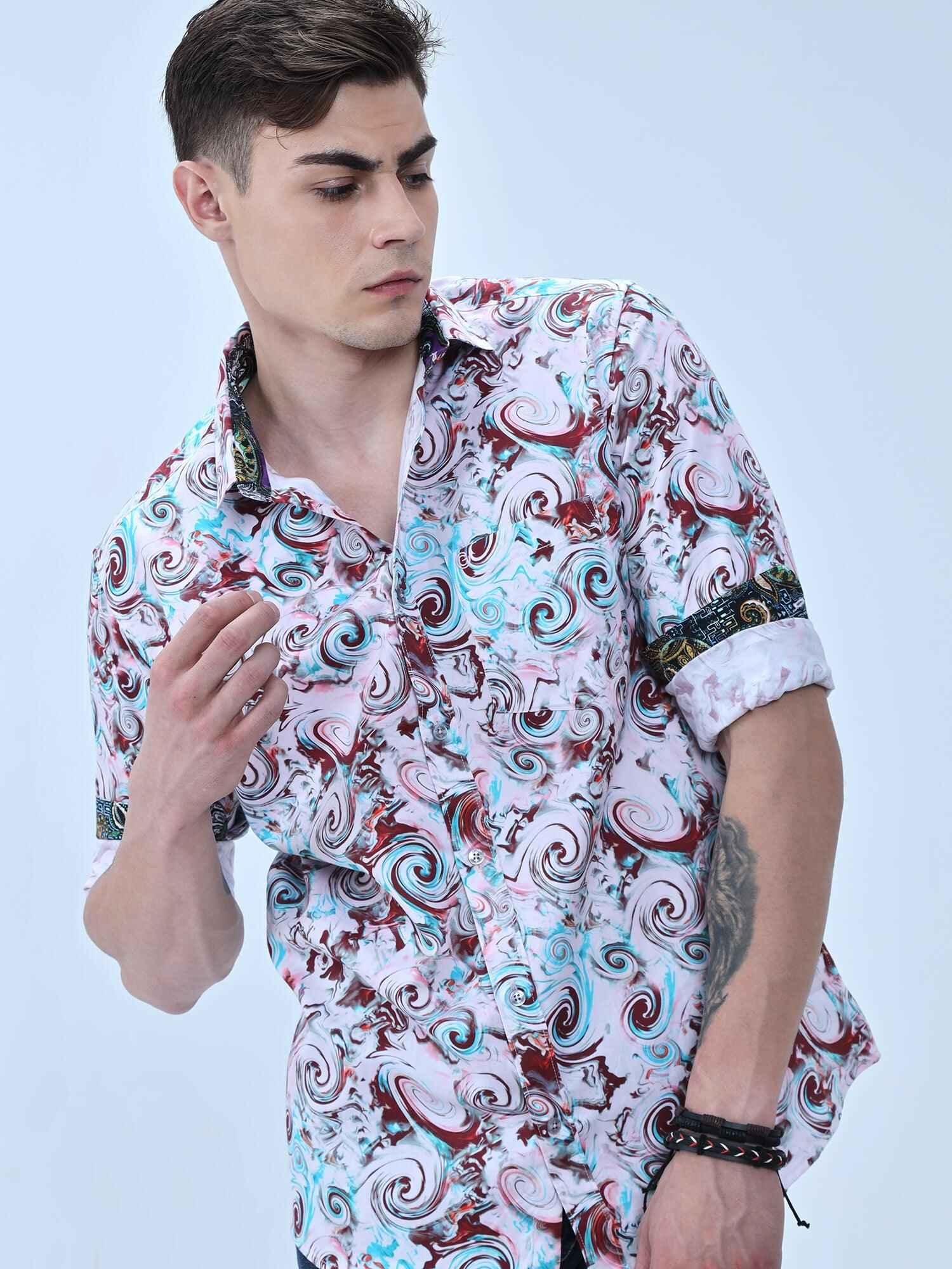Art in blush Digital Printed Full Shirt - Guniaa Fashions