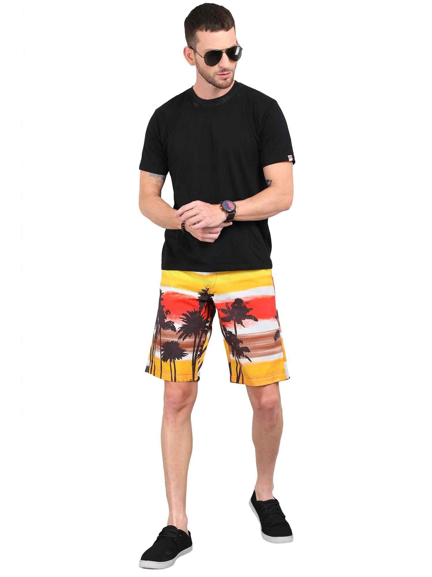 Coco on Sun Set Digital Printed Giza Cotton Men's Shorts - Guniaa Fashions