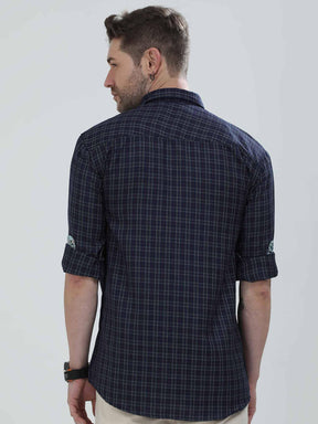 Dark Grey Checkered Cotton Shirt - Guniaa Fashions
