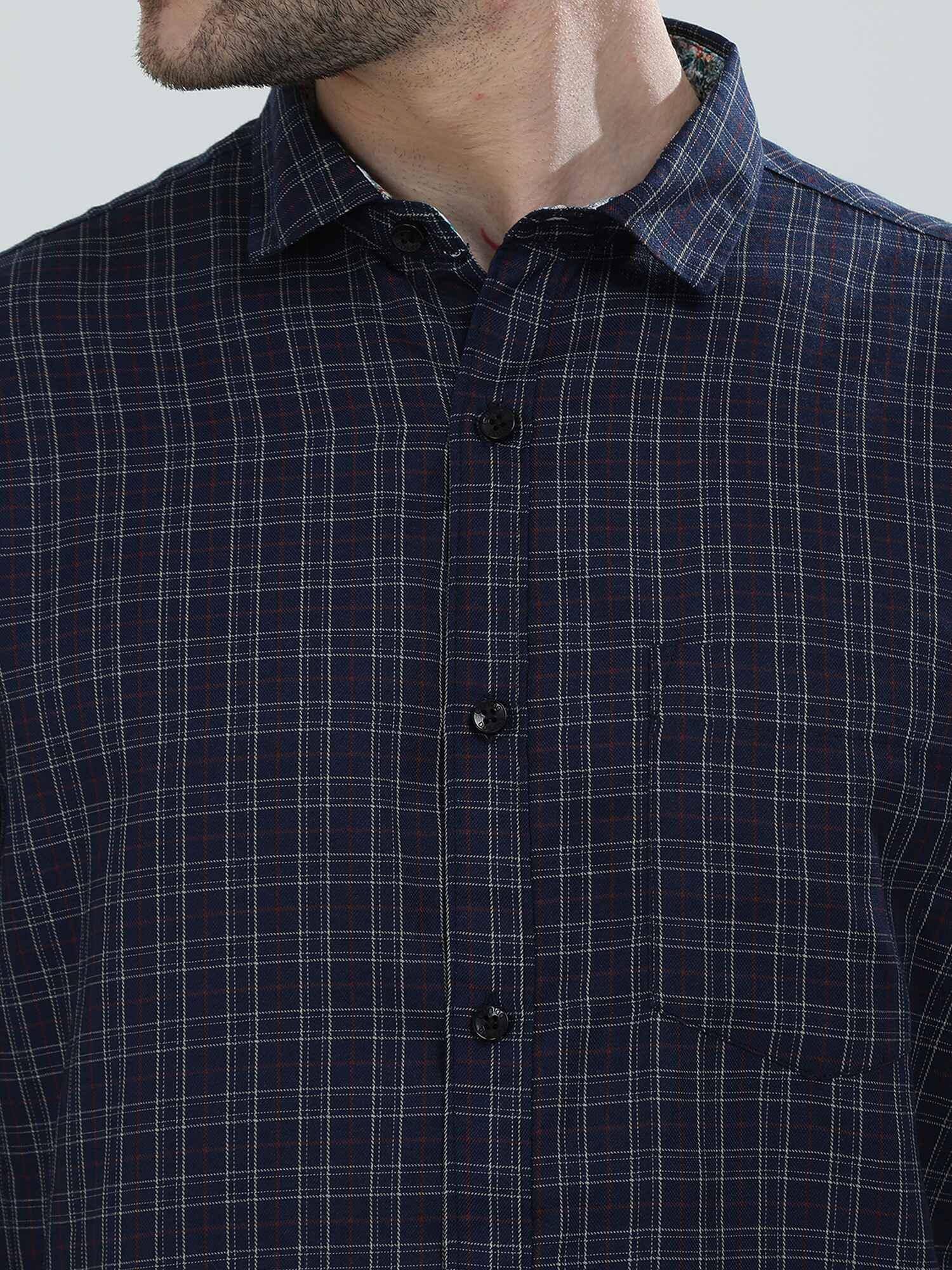 Dark Grey Checkered Cotton Shirt - Guniaa Fashions