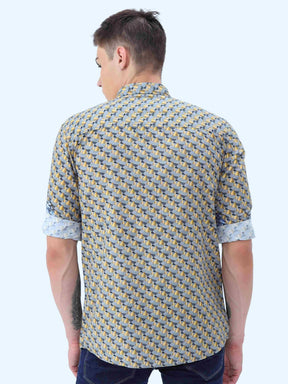 Diagonal Motifs Digital Printed Full Shirt - Guniaa Fashions