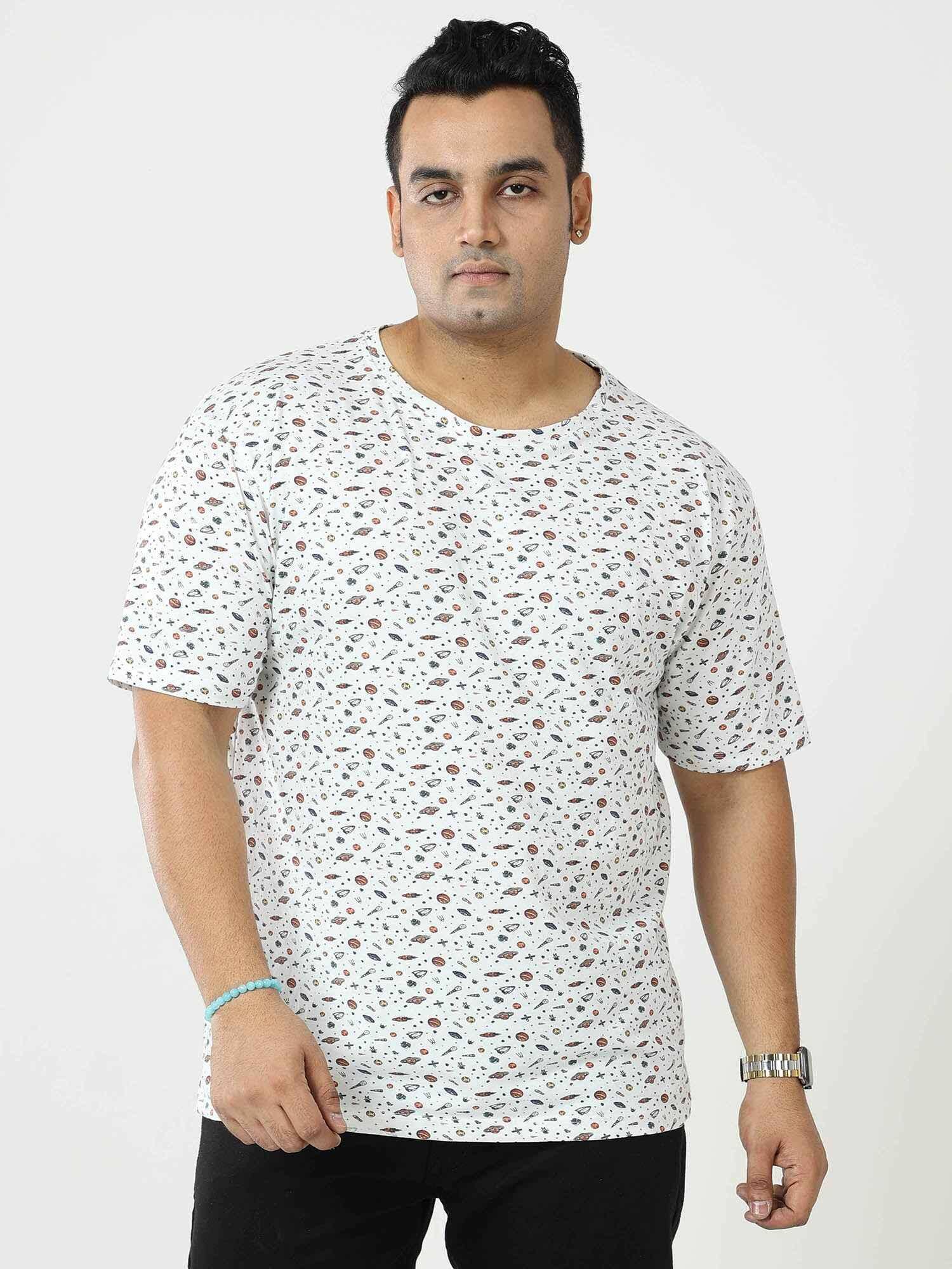 Digital Printed Round Neck T-Shirt Men's Plus Size - Guniaa Fashions