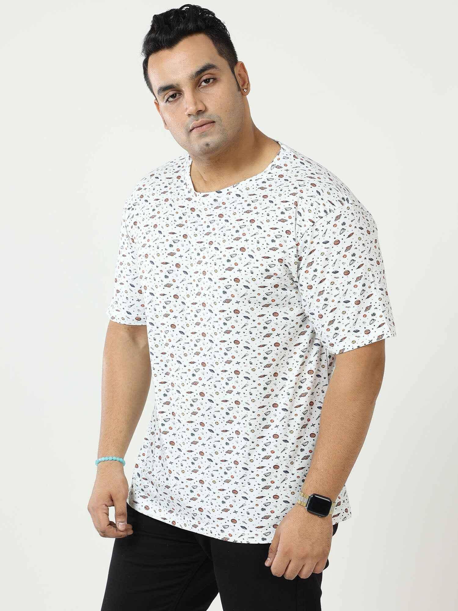 Digital Printed Round Neck T-Shirt Men's Plus Size - Guniaa Fashions