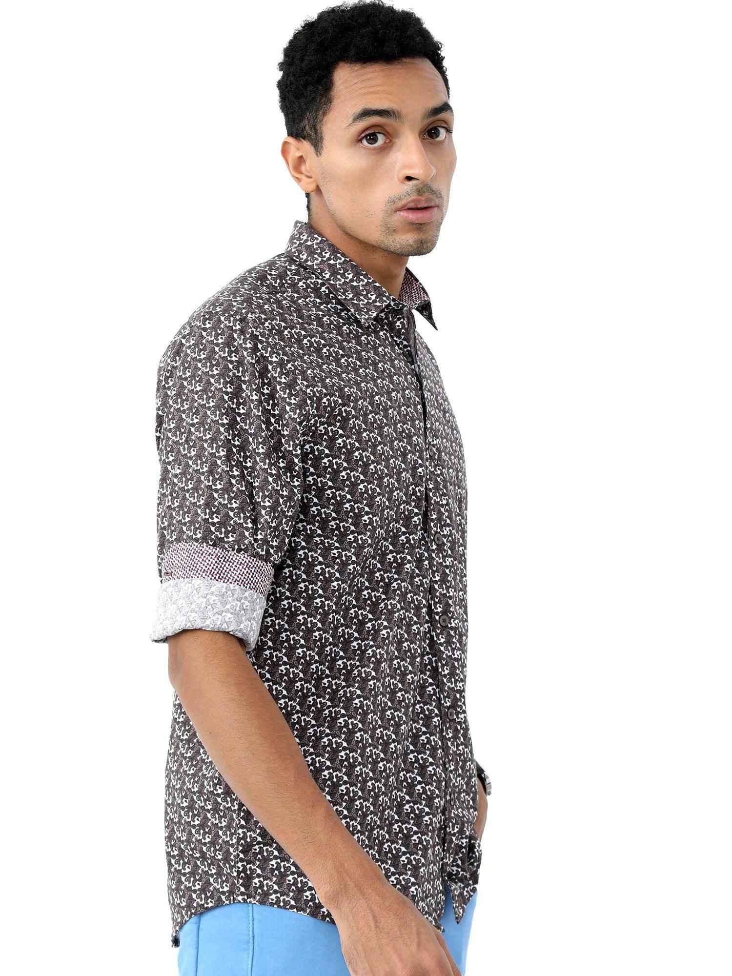 Earthy Motif Digital Printed Full Shirt - Guniaa Fashions