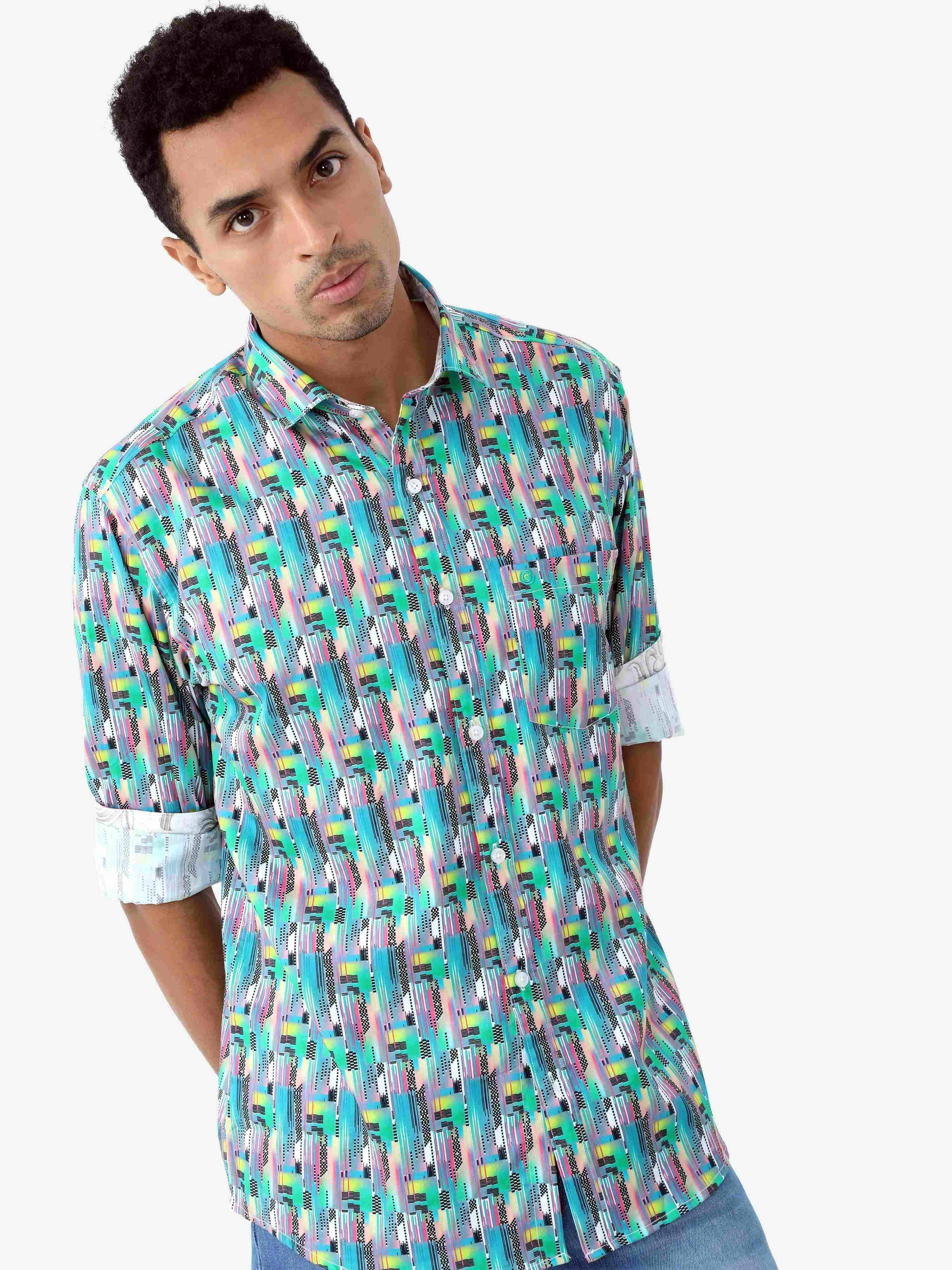 Electro Men's Printed Casual Shirt - Guniaa Fashions