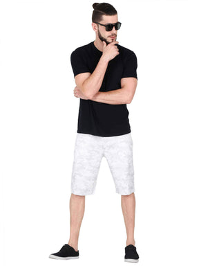 Elijaj Men White Camouflage Printed Shorts - Guniaa Fashions