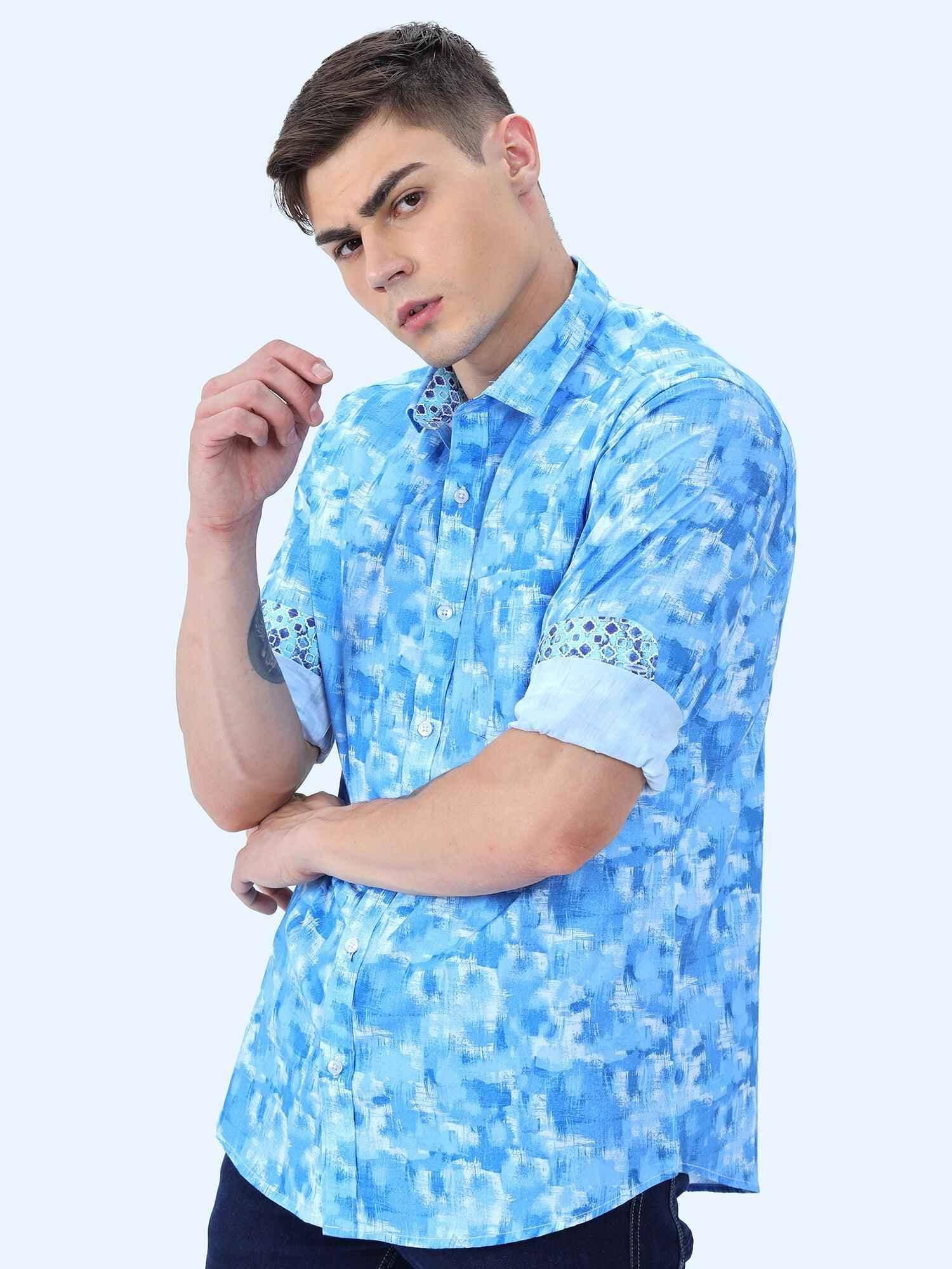 Everything Blue Digital Printed Full Shirt - Guniaa Fashions