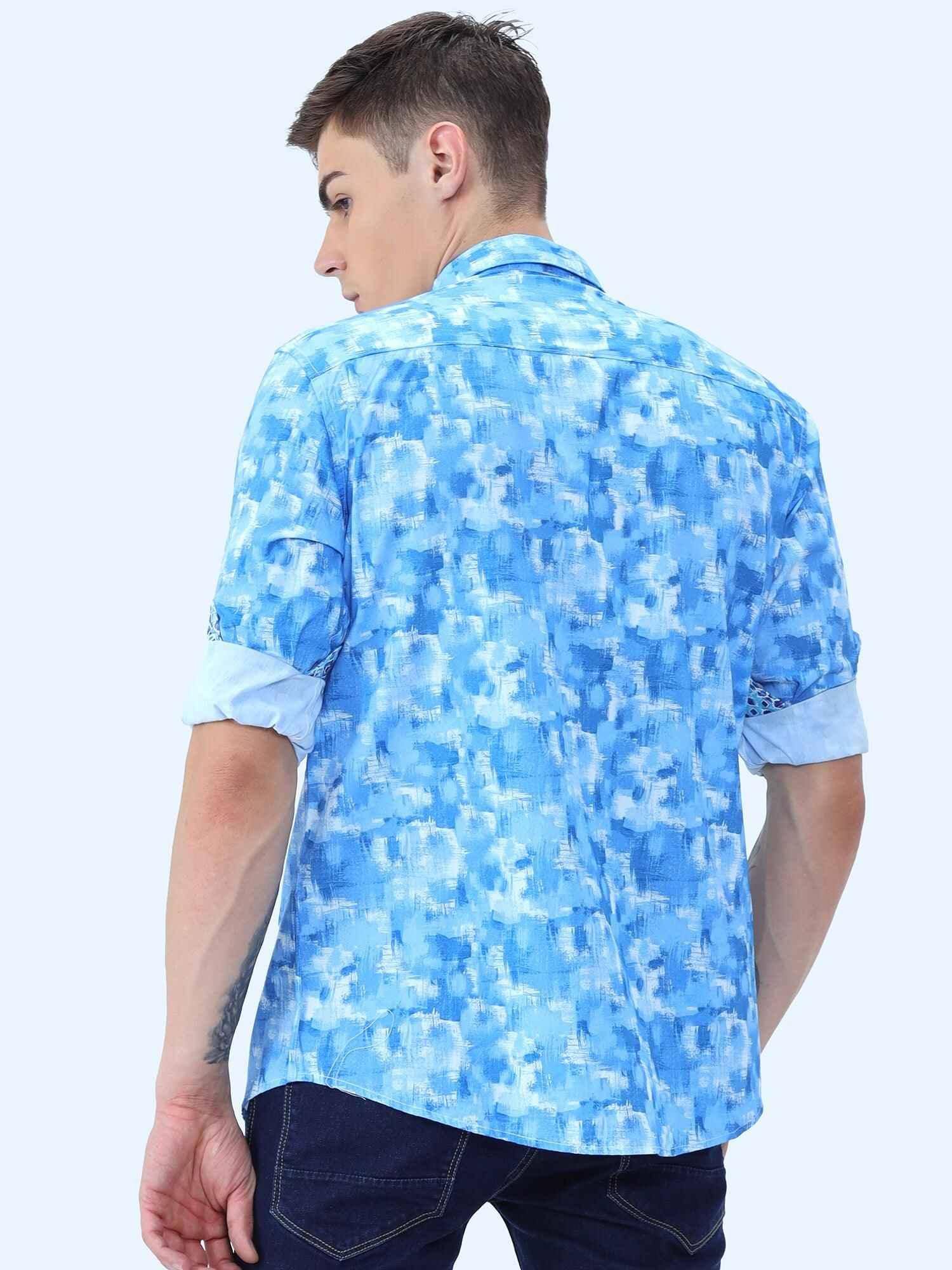 Everything Blue Digital Printed Full Shirt - Guniaa Fashions