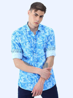 Everything Blue Digital Printed Full Shirt - Guniaa Fashions