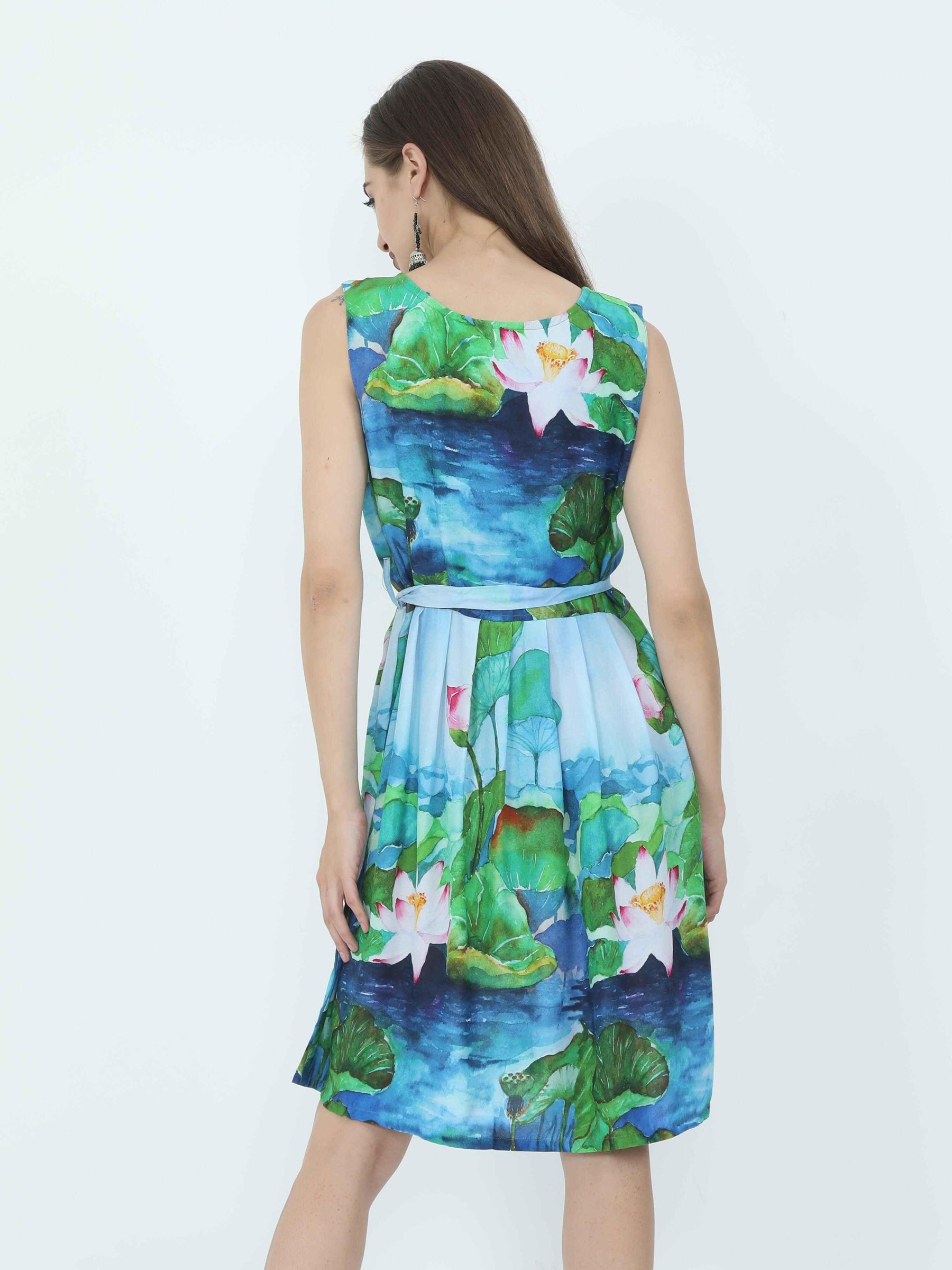 Floral Print Knee Length Dress
