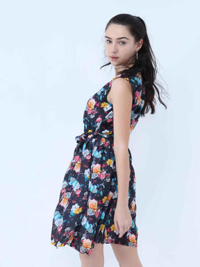 Floral Print Knee Length Dress - Guniaa Fashions