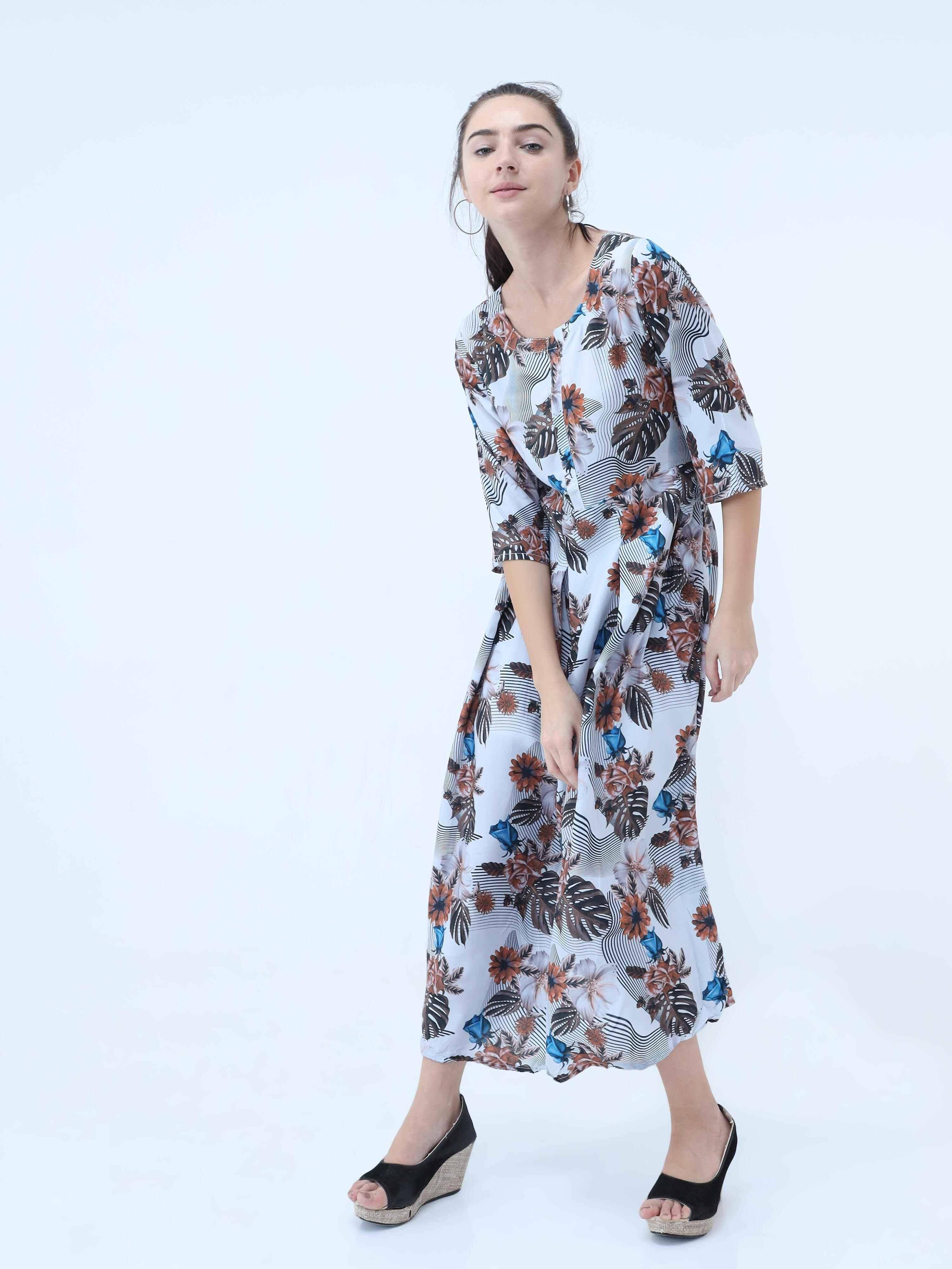 Floral Printed Maxi Dress - Guniaa Fashions