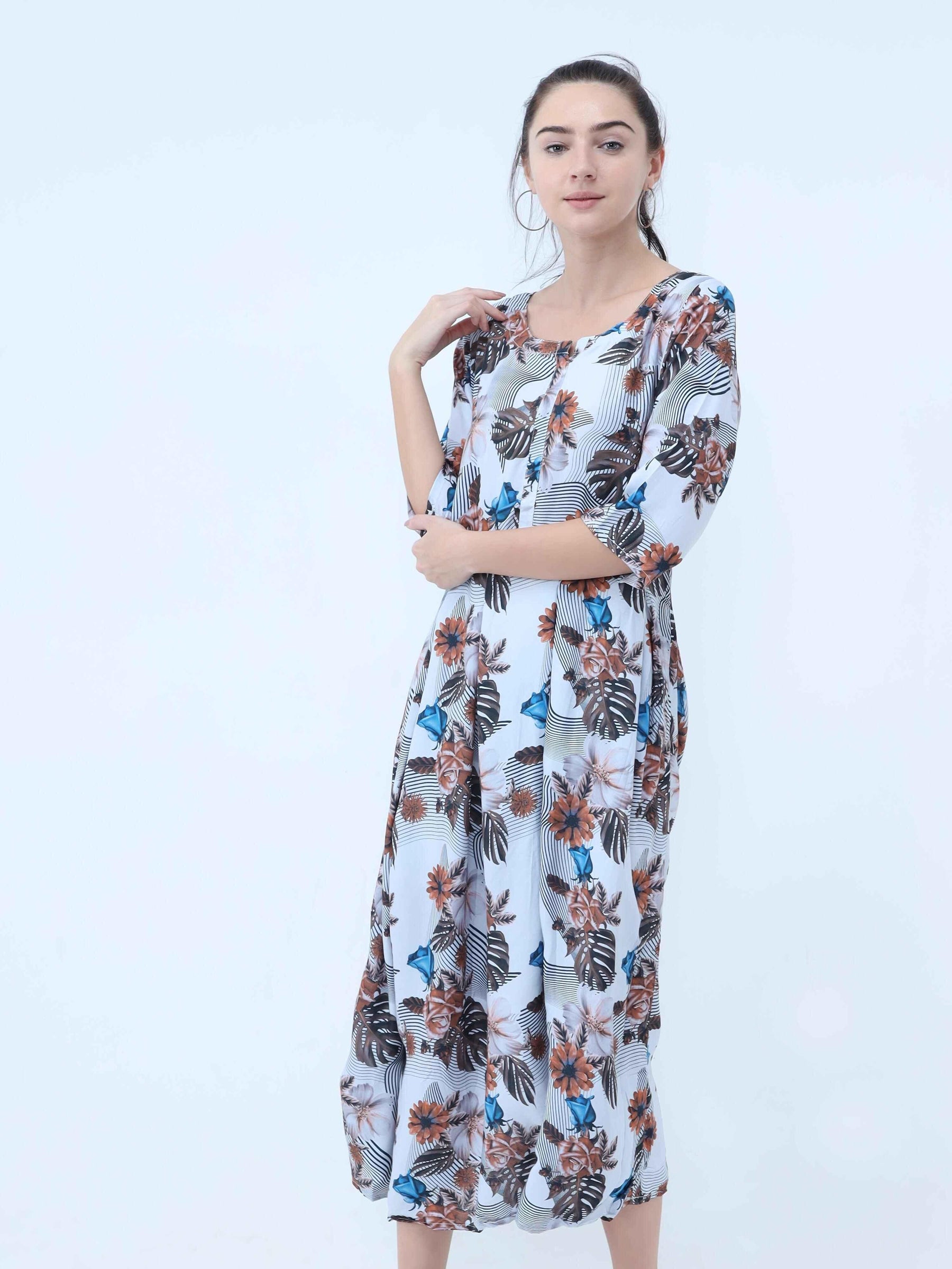 Floral Printed Maxi Dress - Guniaa Fashions