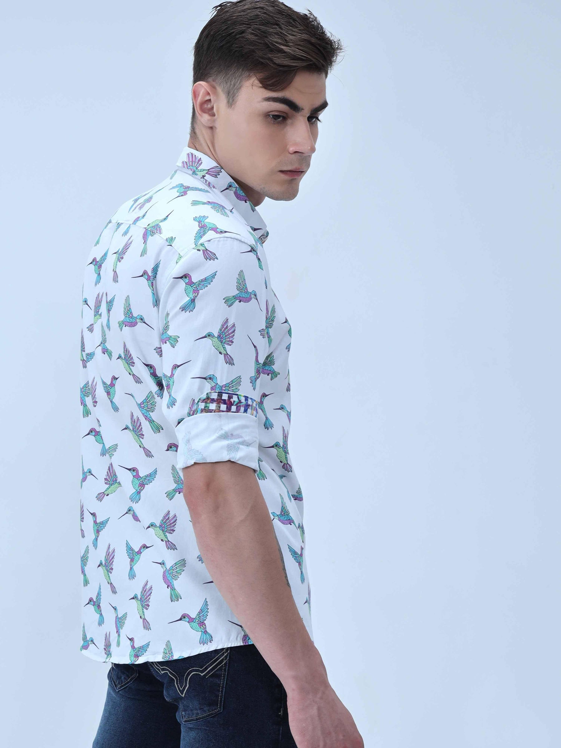 Flying Bird Digital Printed Full Shirt - Guniaa Fashions