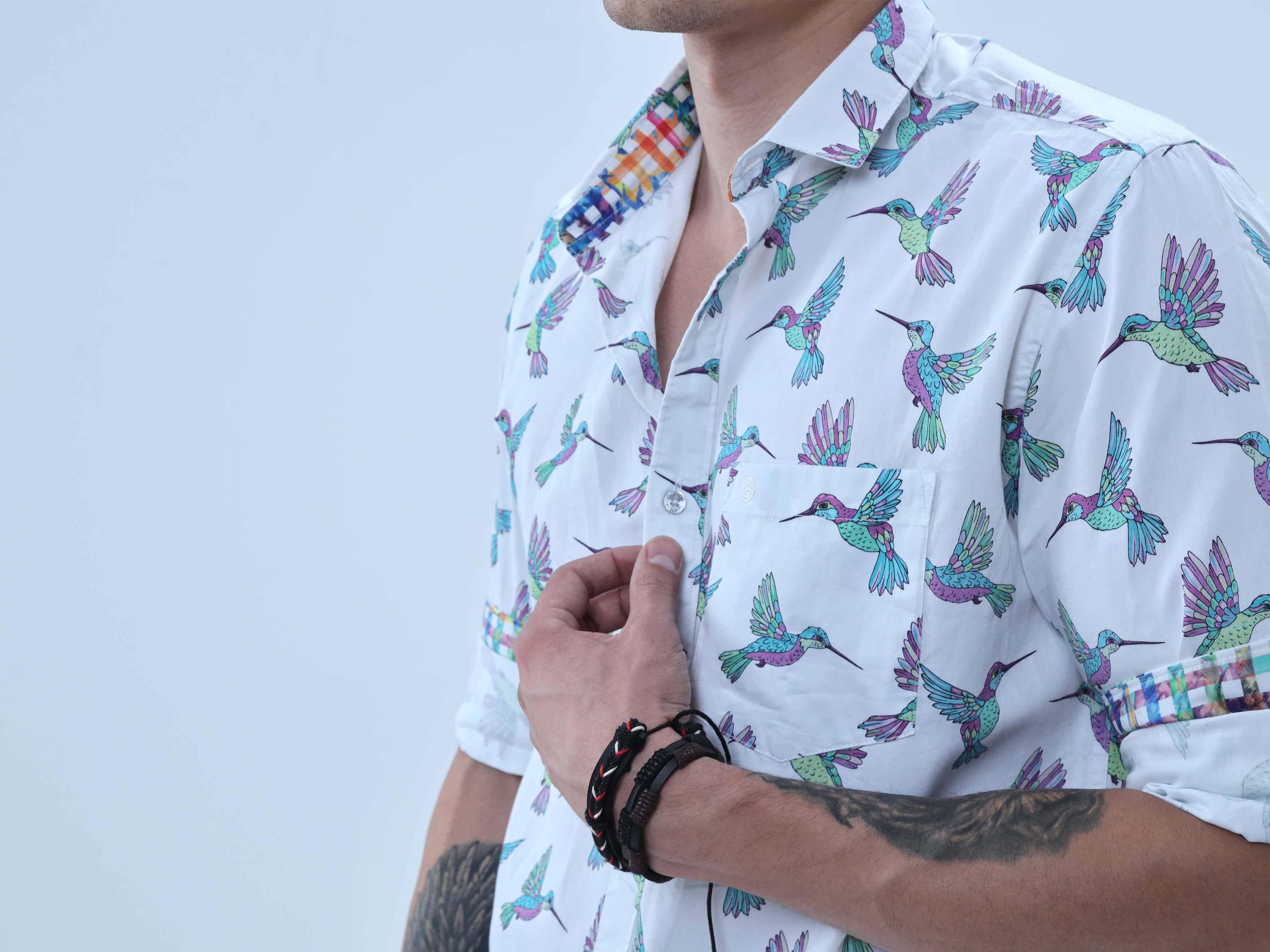 Flying Bird Digital Printed Full Shirt - Guniaa Fashions