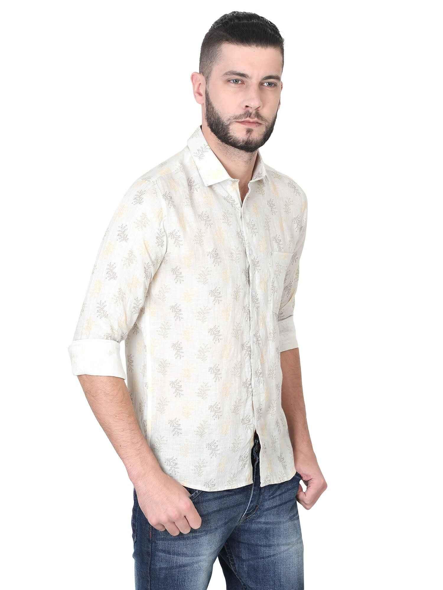 Golden Ethinic Linen Digital Printed Full sleeve Men's Plus Size - Guniaa Fashions
