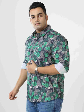 Green Jungle Printed Cotton Full Shirt Men's Plus Size - Guniaa Fashions