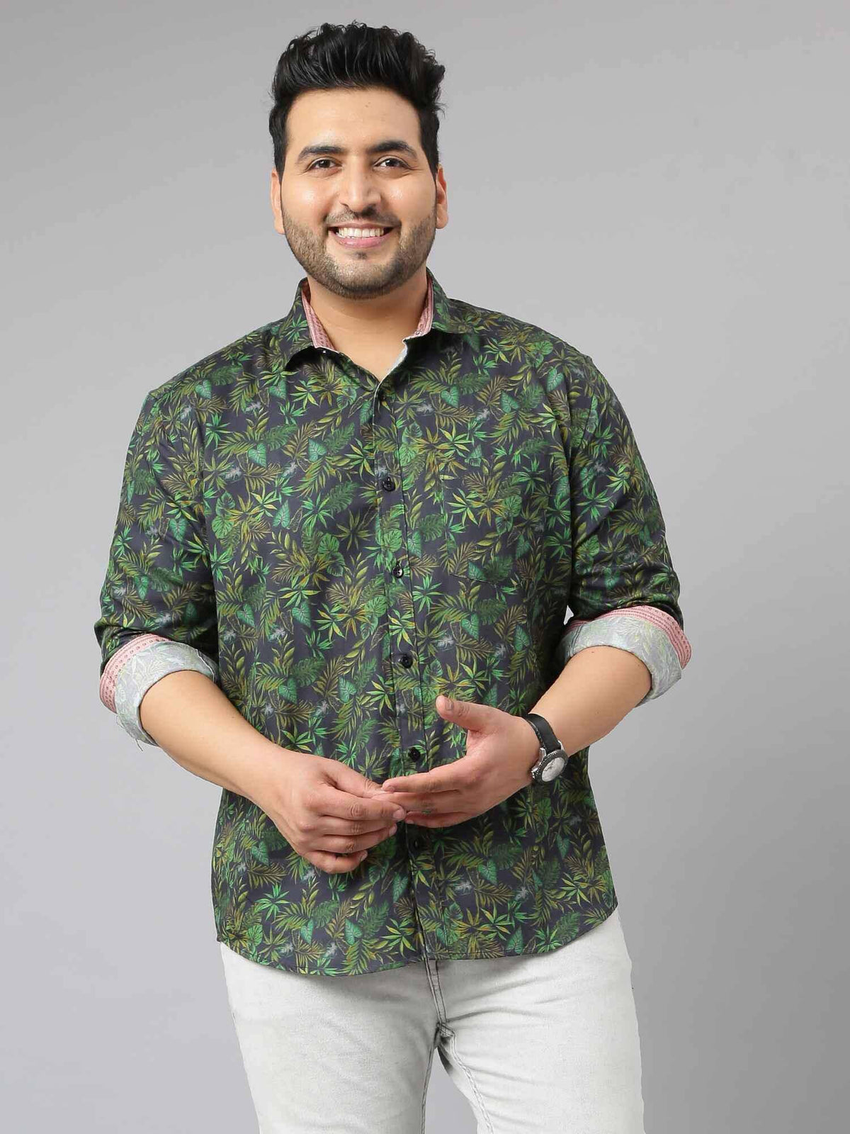 Greenleaf Cotton Digital Printed Shirt Men's Plus Size - Guniaa Fashions